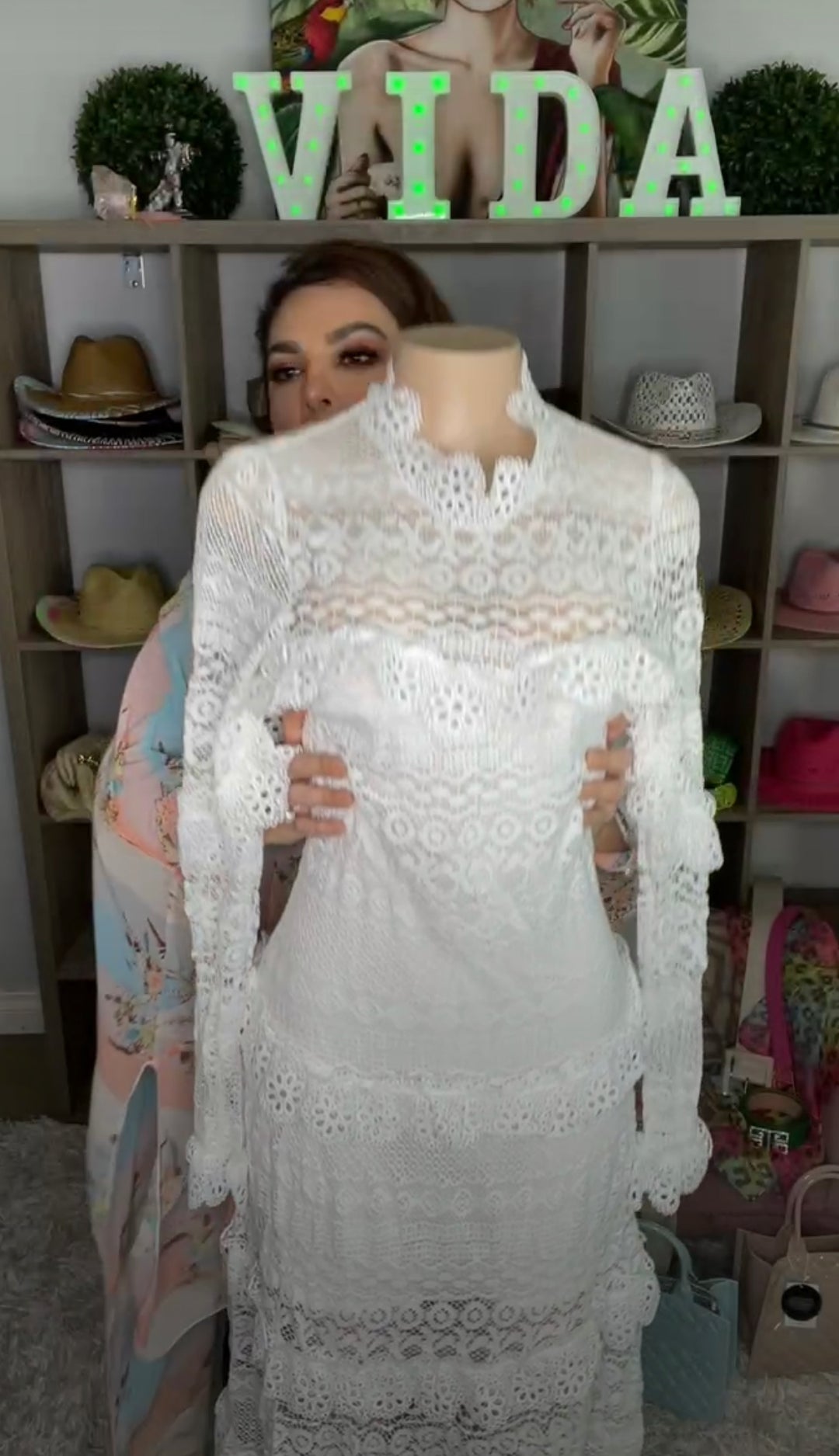 Vestido Latiste Blanco Crochet Maxi (#139)
