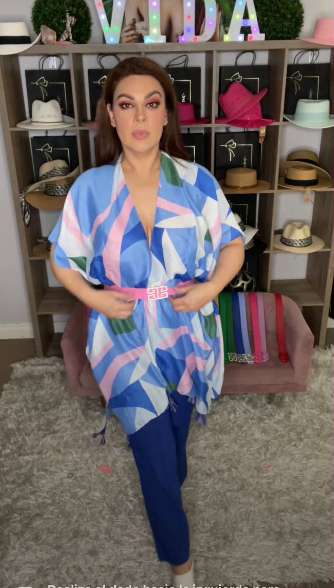 Blusa Azul Verde y RosaTassel (#142)