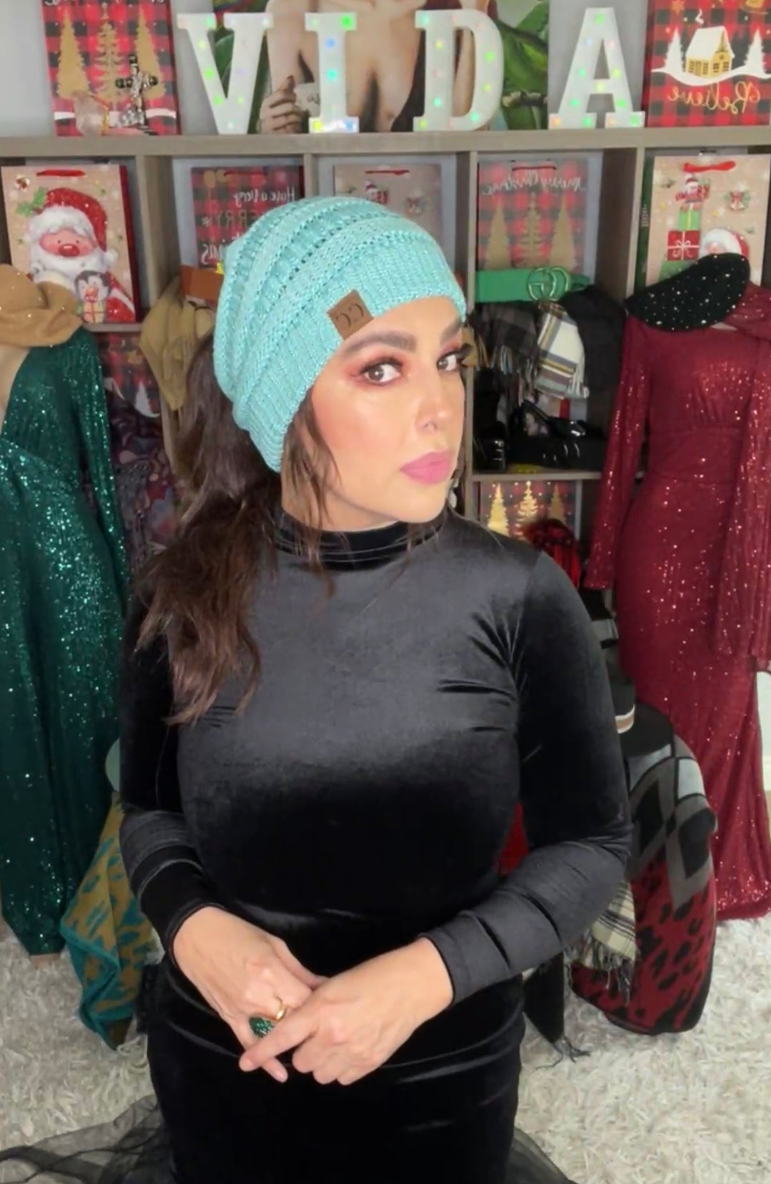 Gorro Turqueza Hilo Metalico (#248)