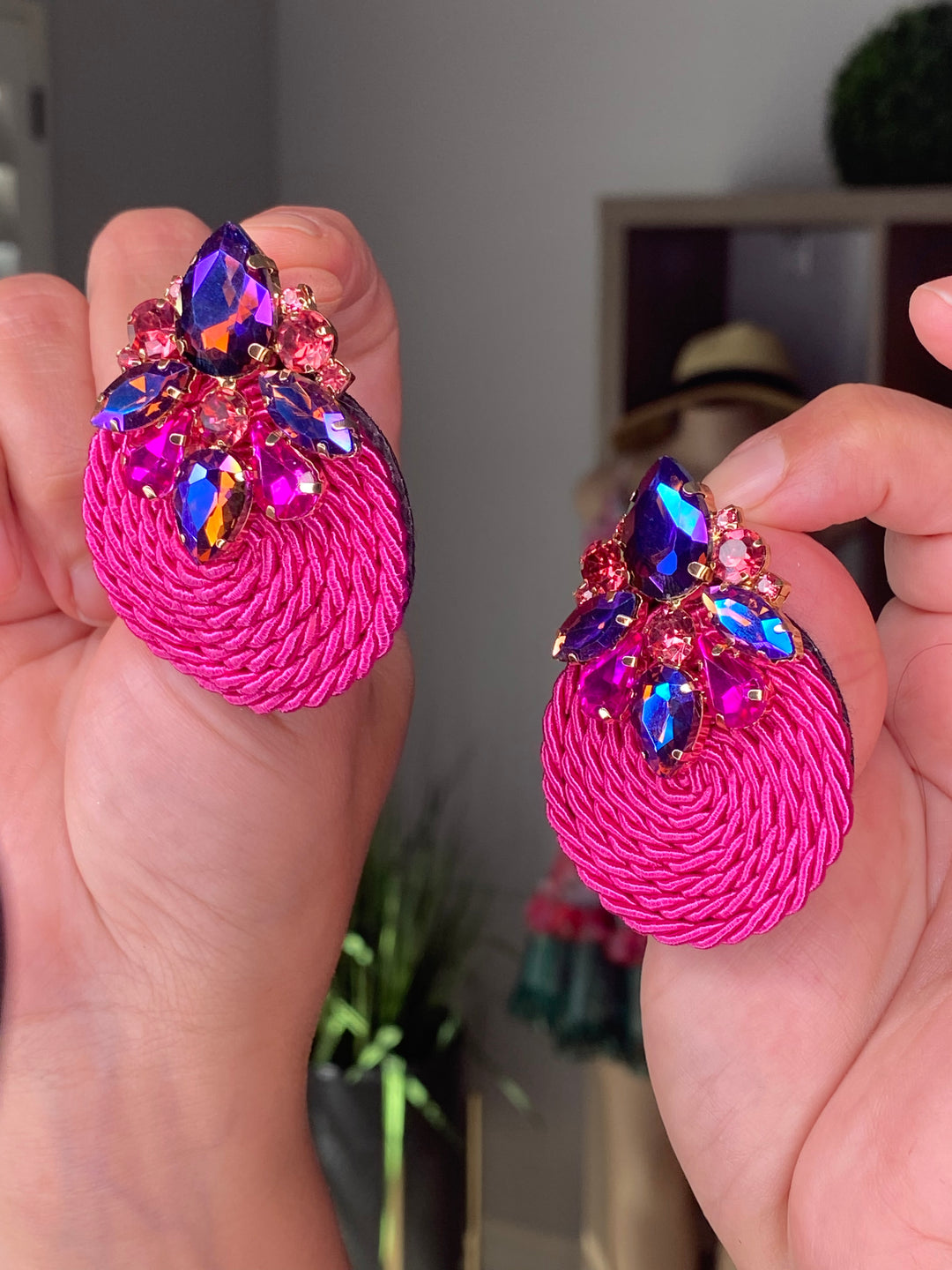 Arete Rosa Soutache (#125)