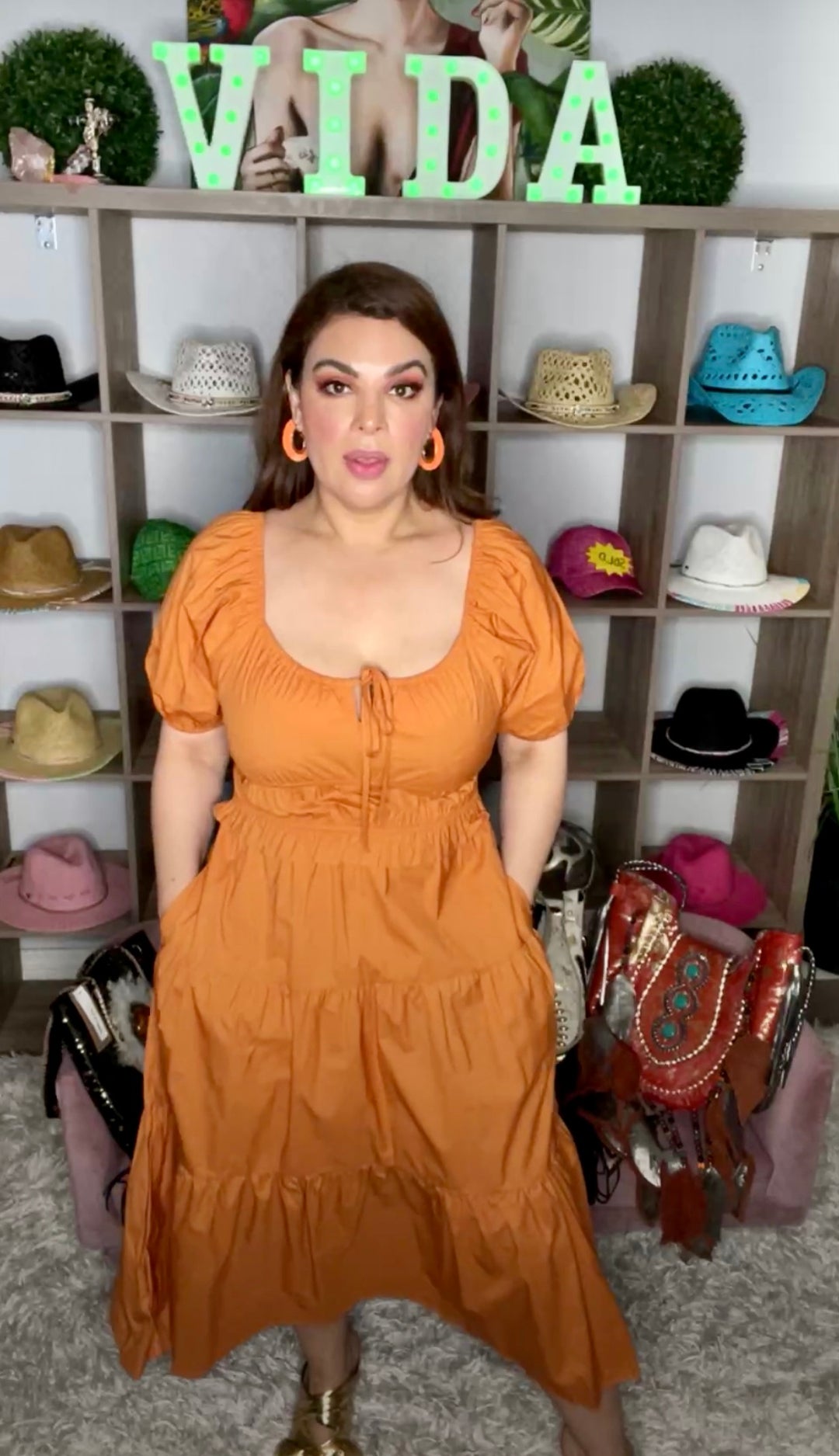 Vestido Marron Corte Princesa Cintura Elastica (#259)