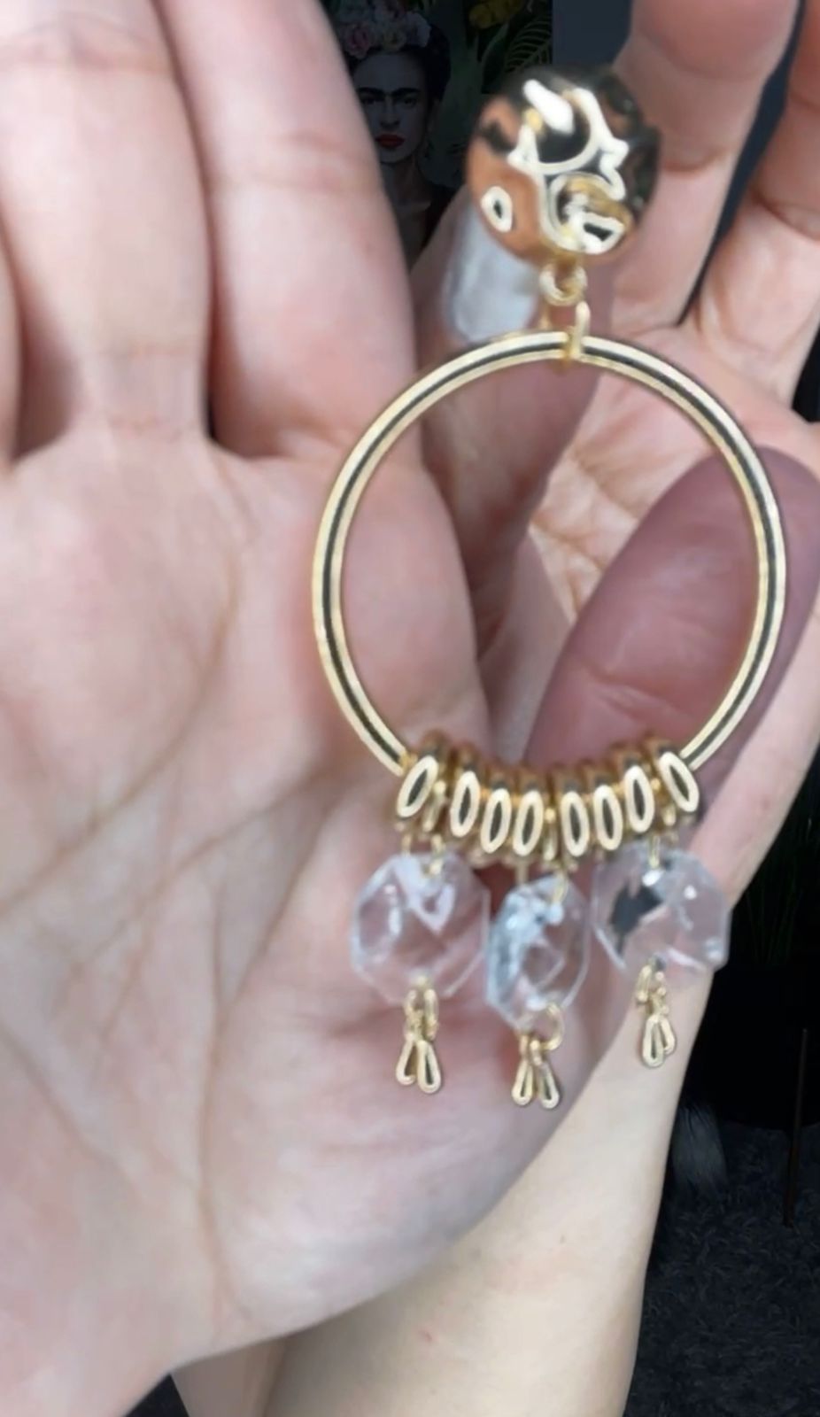 Arete Dorado Circulo Anillos con Clear Piedras (#183)