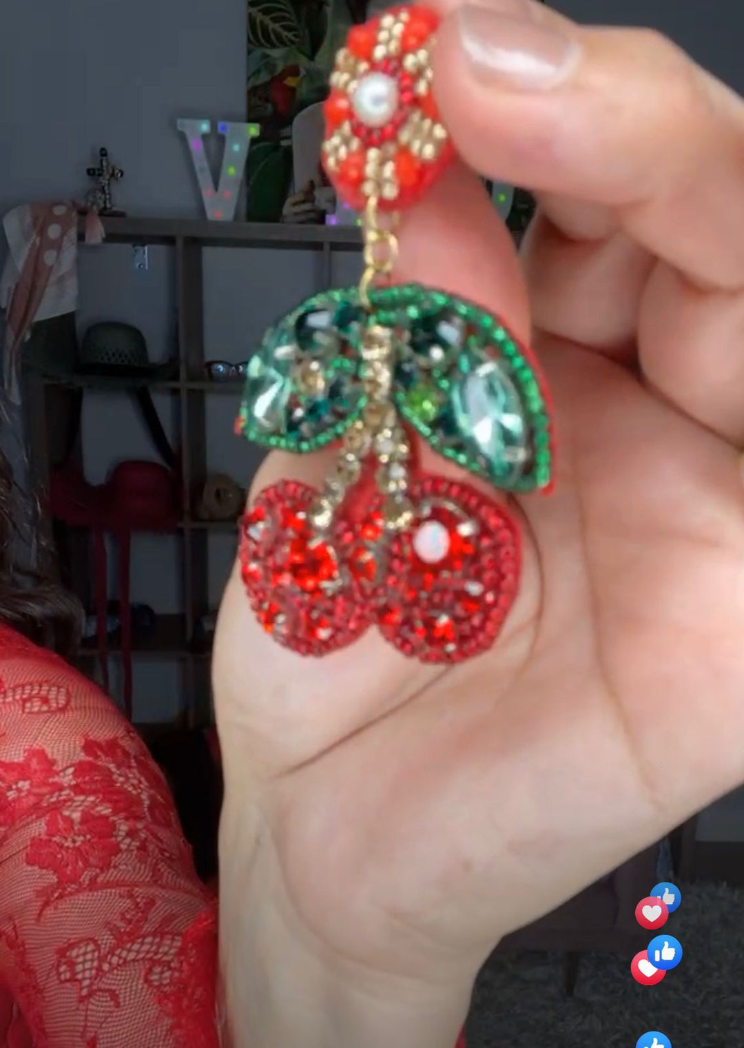 Arete Rojo y Verde Cerezas (#159)