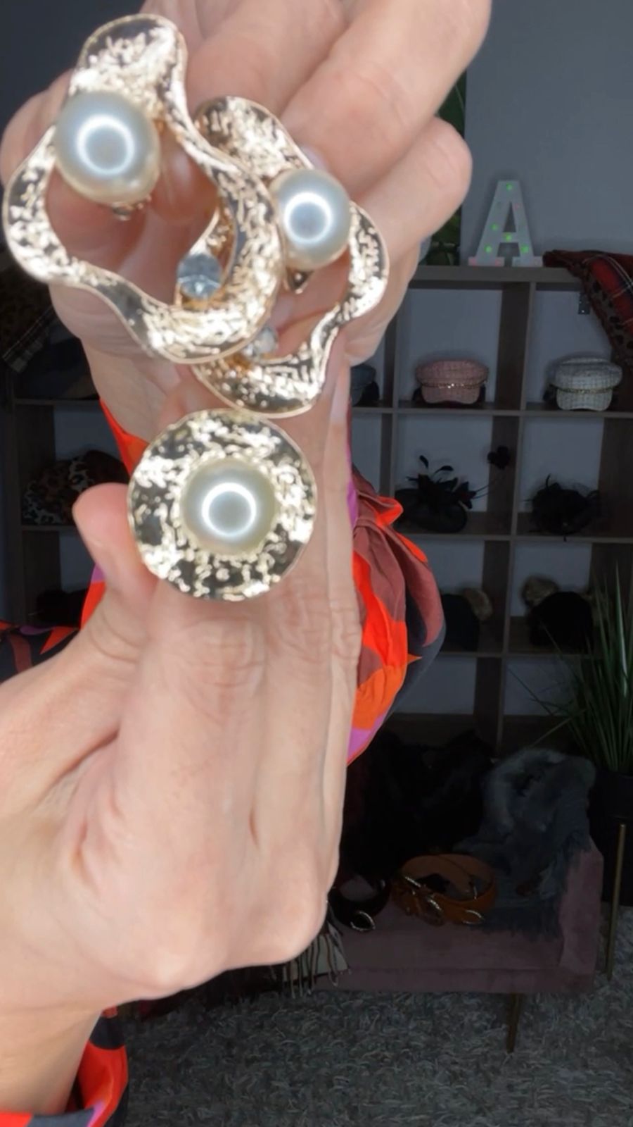 Set Dorado Arete y Anillo Perla (#106)