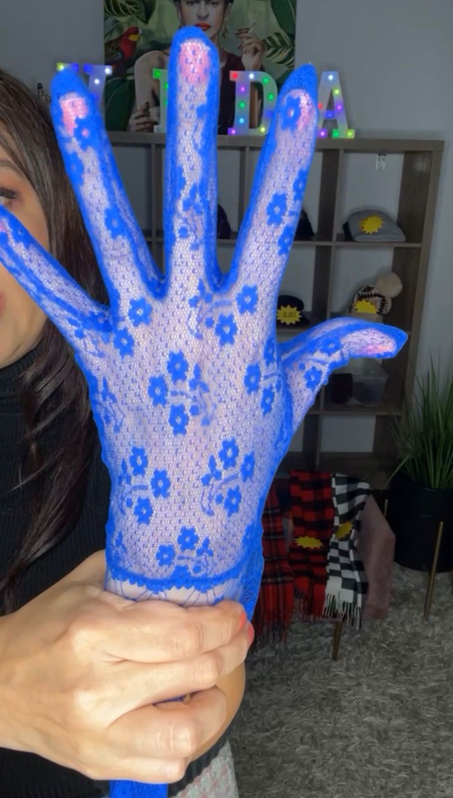 Guante Azul Encaje Corto (#221)