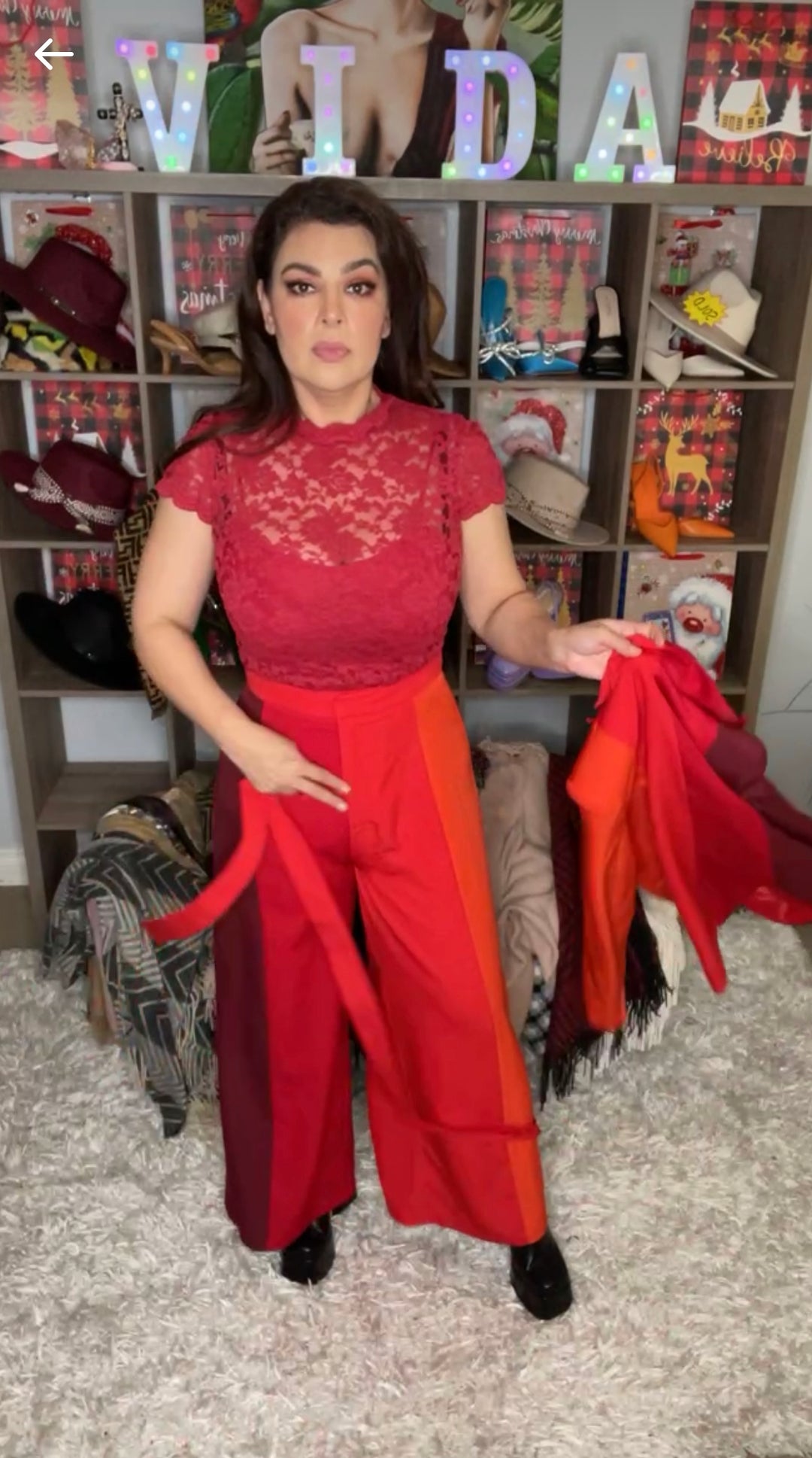 Blusa Roja Encaje Stretch (#363)