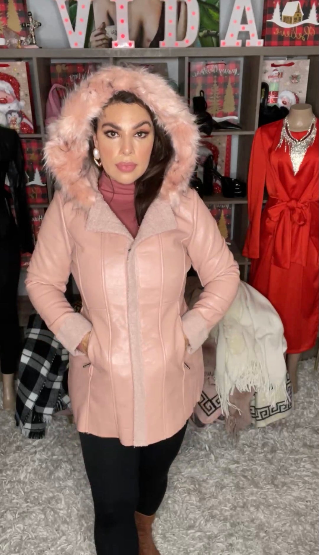 Chamarra Rosa Palo Piel Vegana Fur (#174)