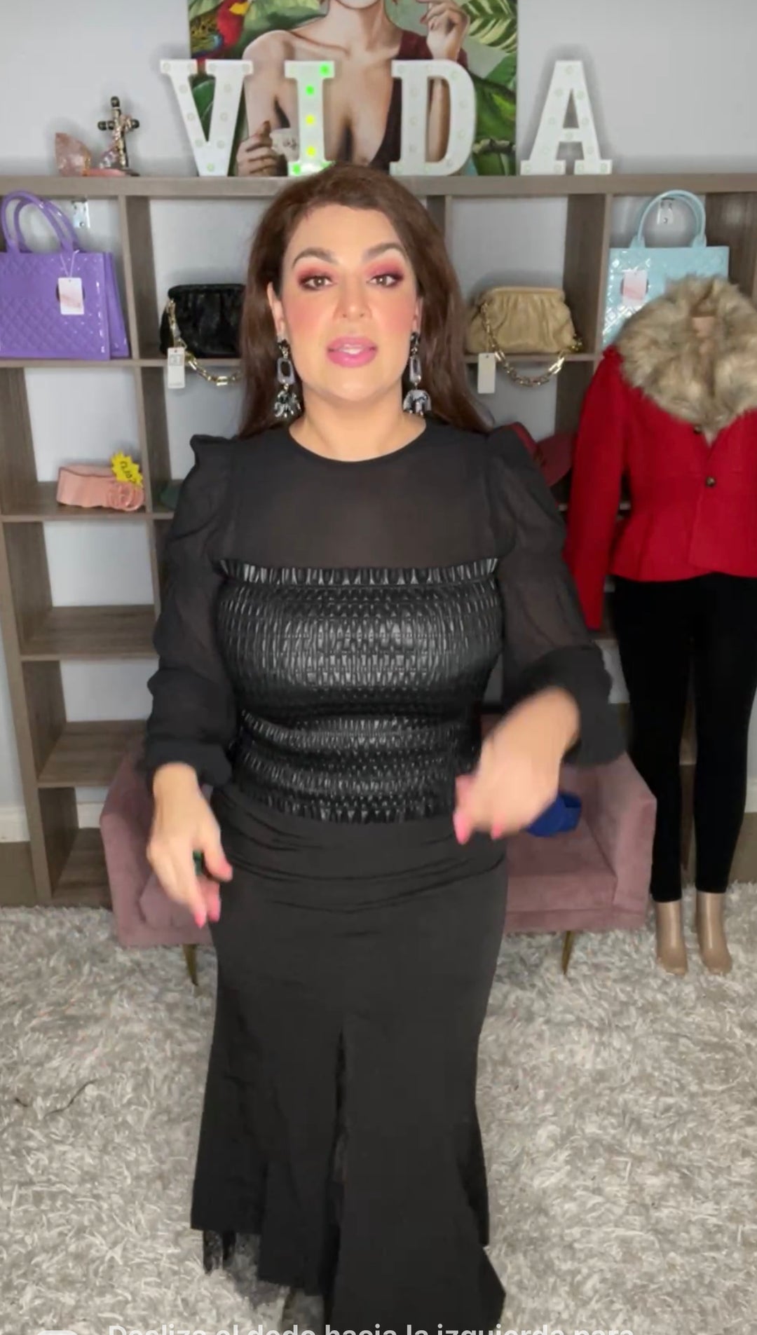 Blusa Negra Piel Vegana y Chifon Bustier (#124)