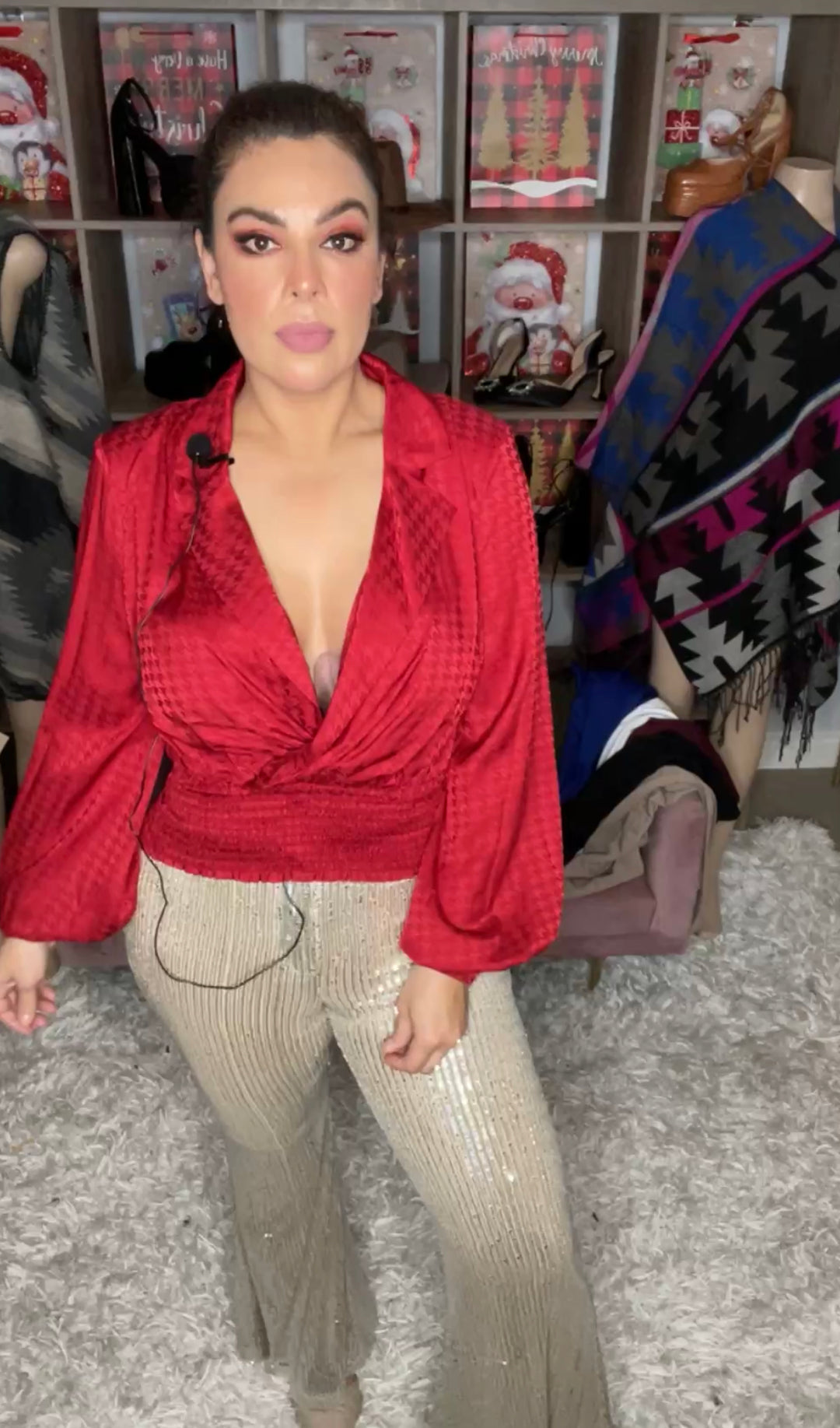 Blusa Rojo Jacquard Satin (#175)