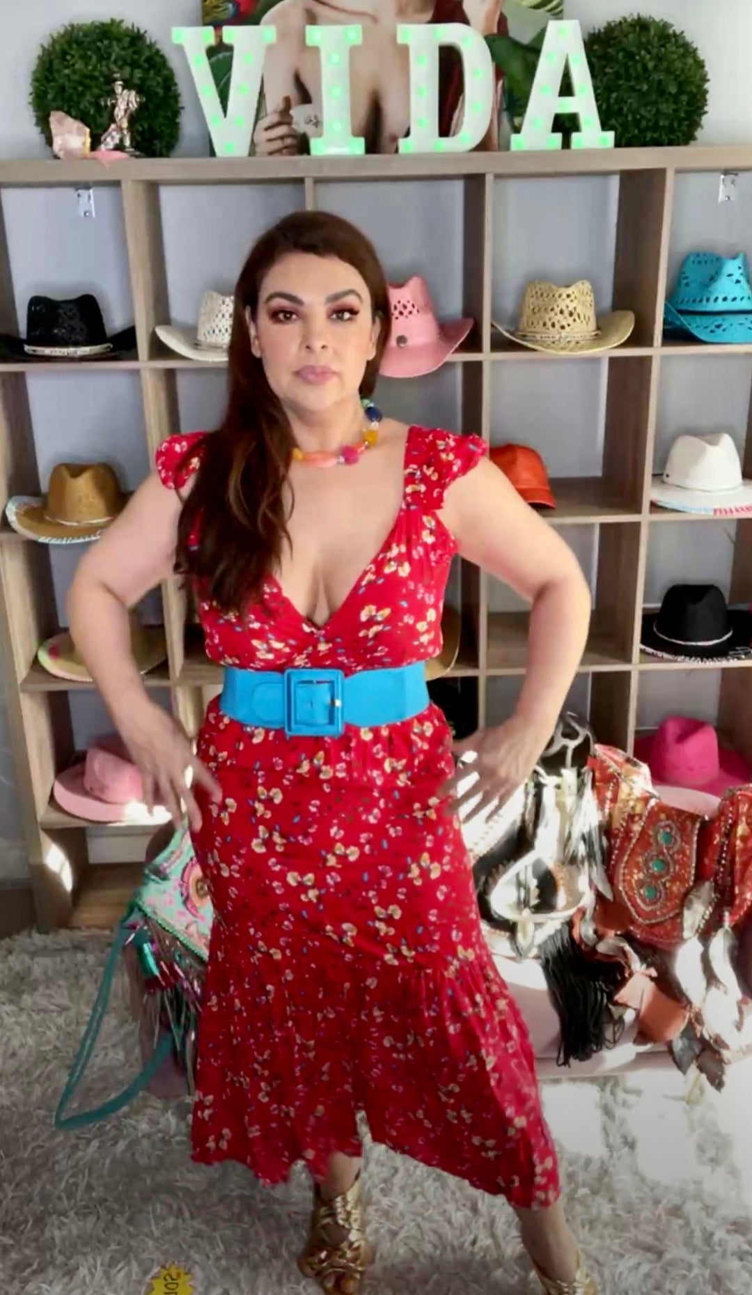 Vestido Rojo Flor Mostaza Basico (#282)