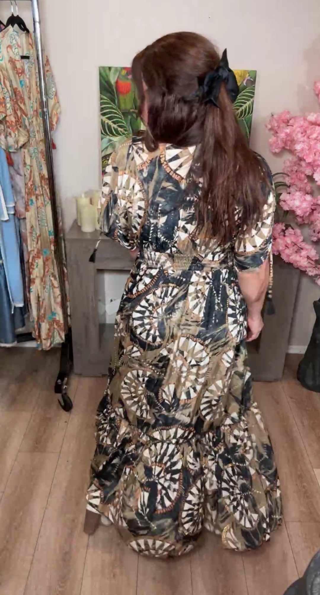 Vestido negro con oro y mocha flowy estilo moroccan (#141)