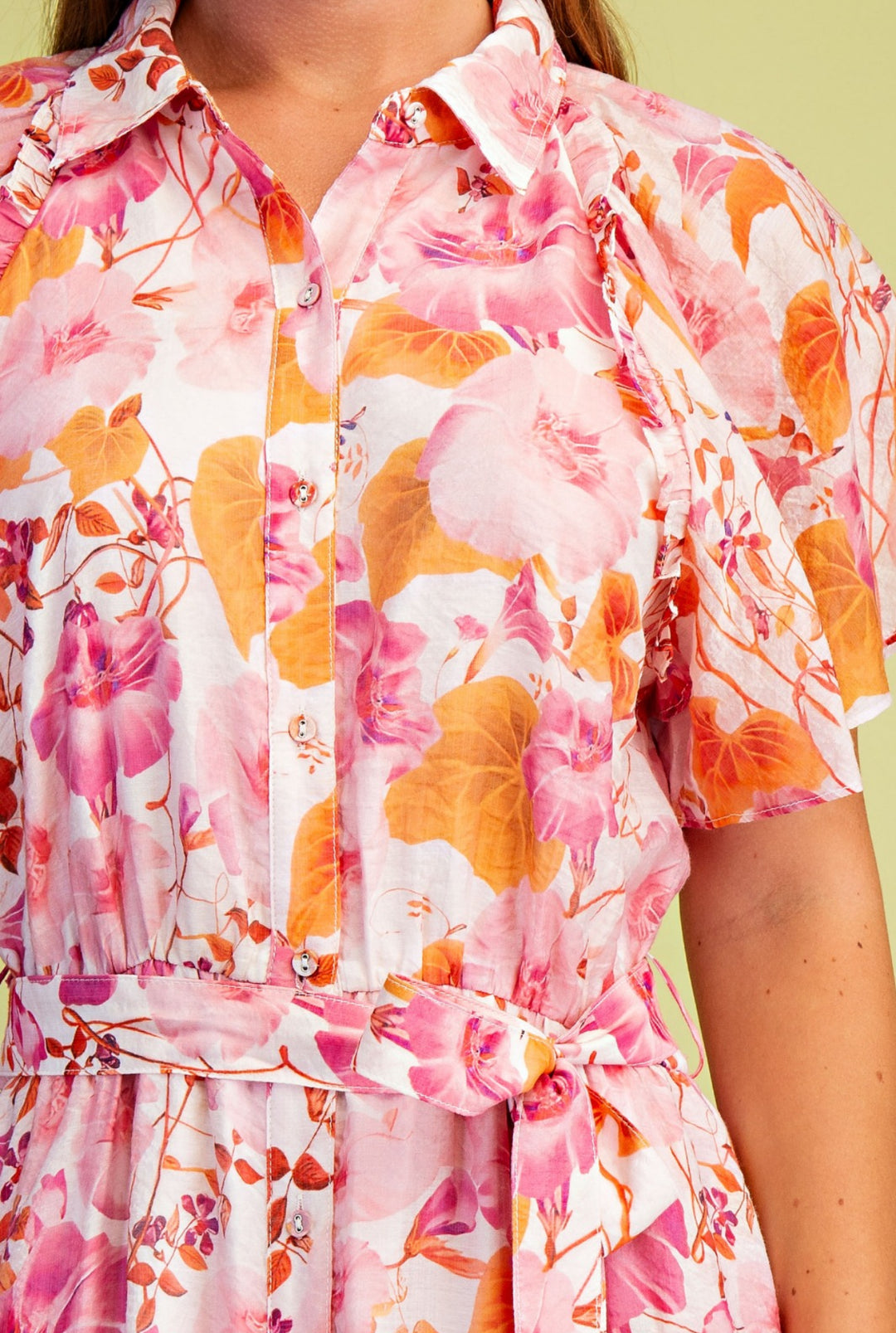 vestido beige y rosa mix con cinto chifon (#142)