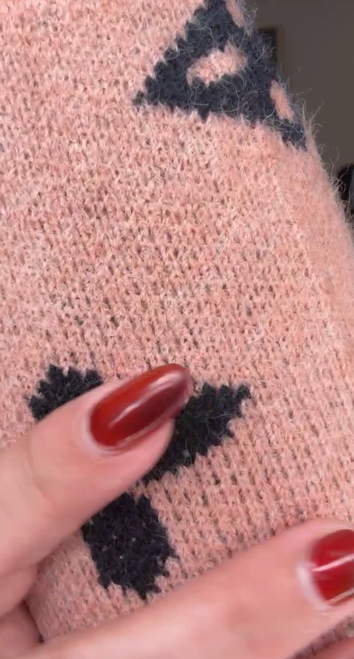 Sweater rosa con negro 100% cashmere (#144)