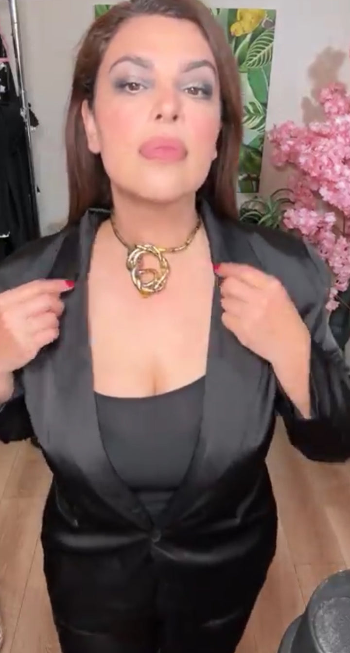 Collar plomo, plata y oro víbora ajustable (#133)