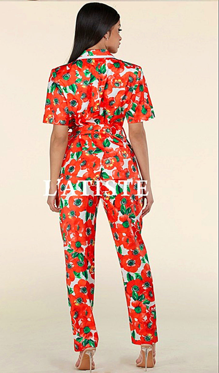 Set Latiste Satin Red Floral