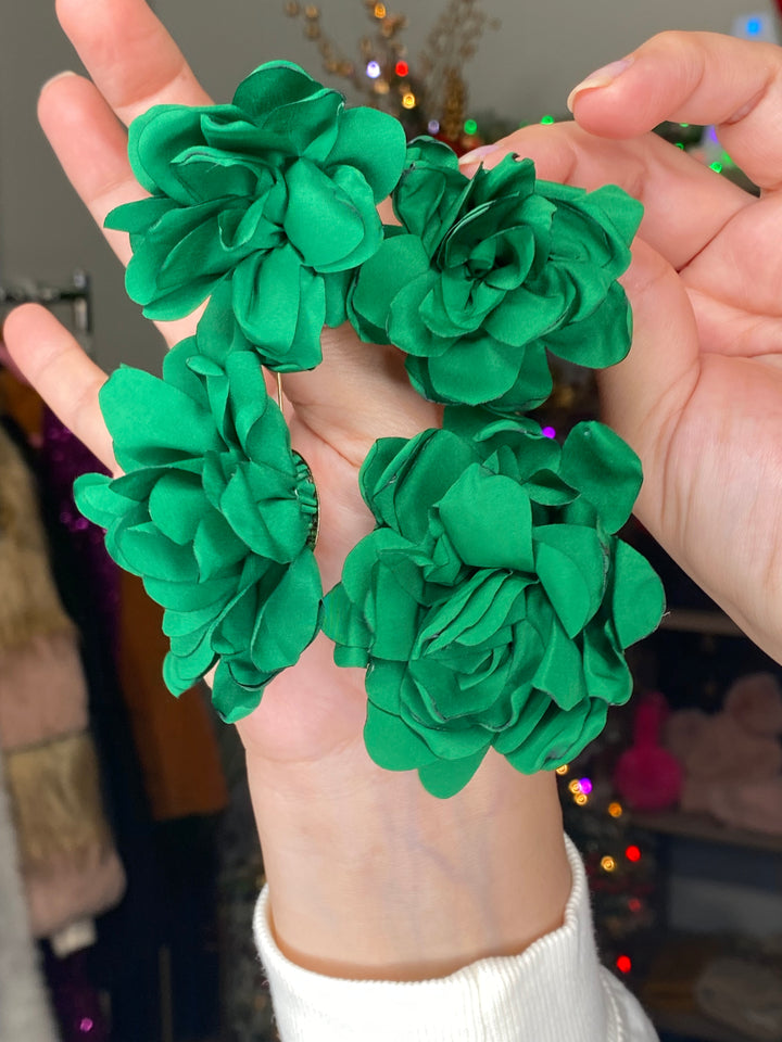 Arete Verde Flor Doble XL Lux (#248)