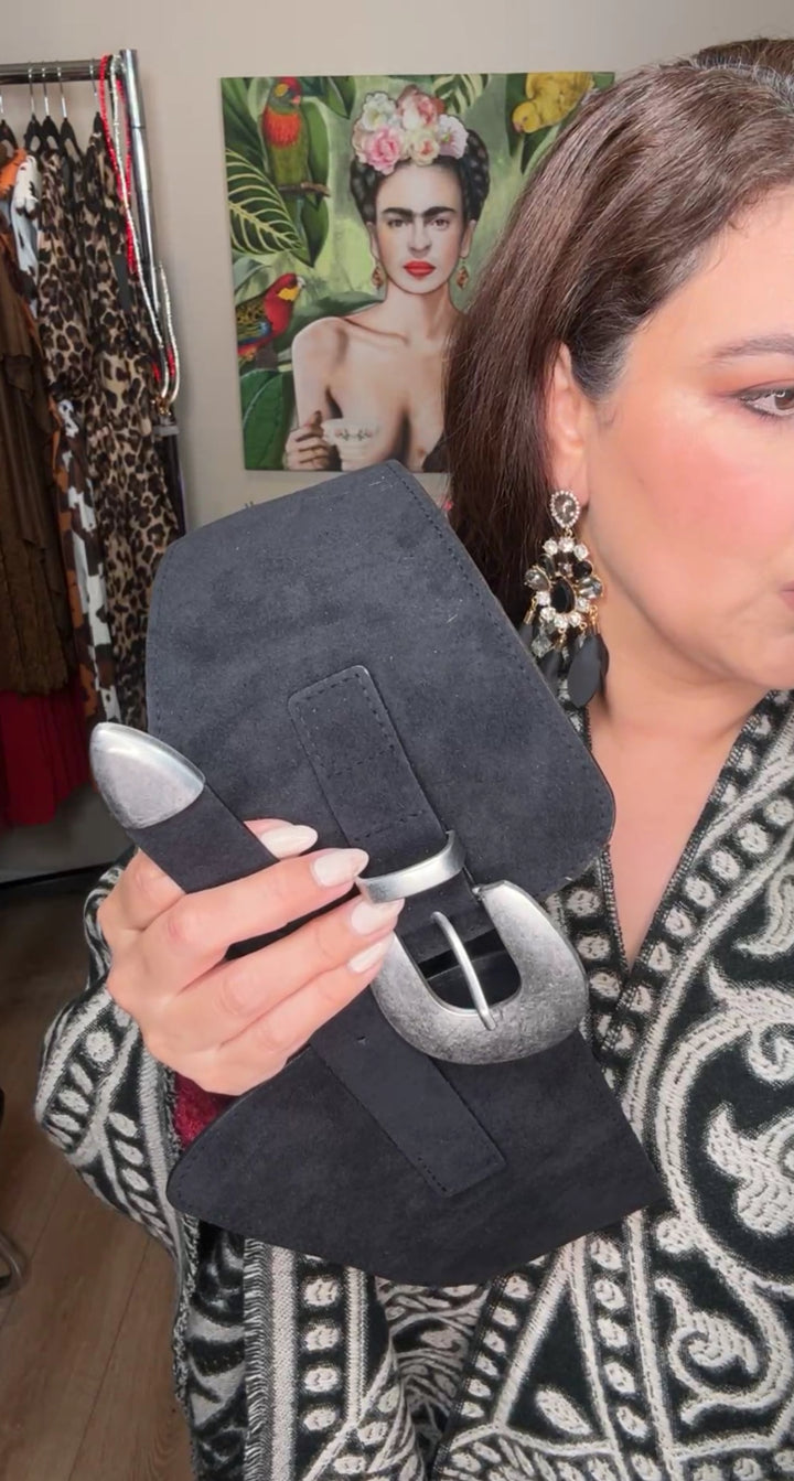 Cinto Negro Corset Gamuza Stretch (#108)