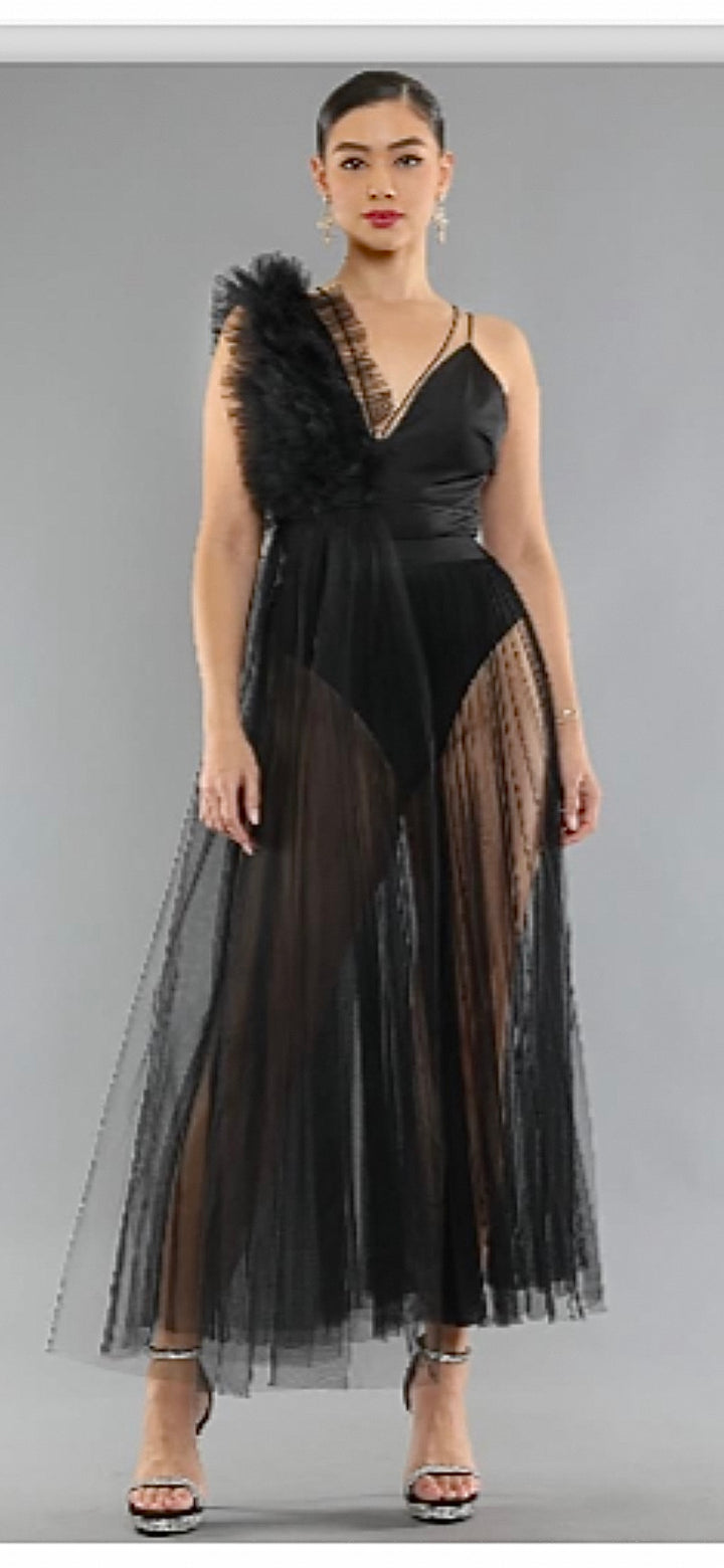 Set Negro Playa Tulle Traje de Baño (#121)