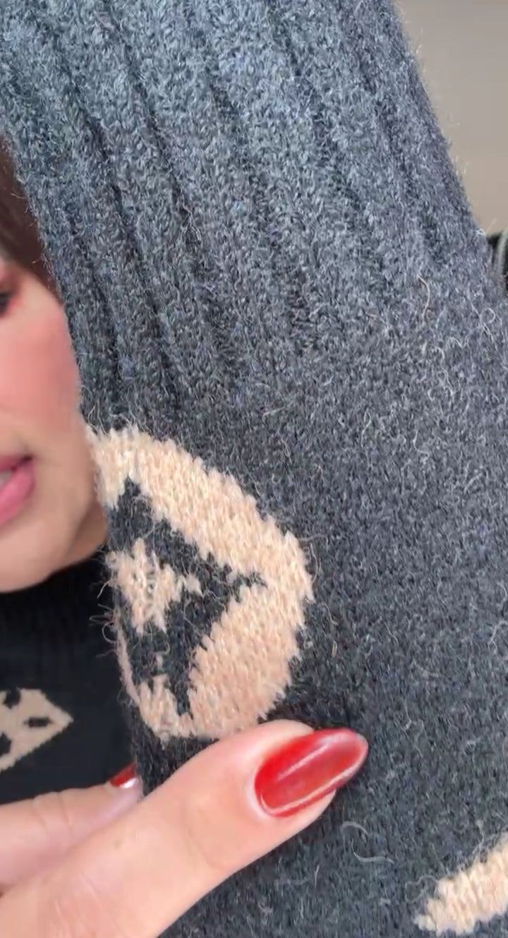 Sweater negro con mocha 100% cashmere (#143)