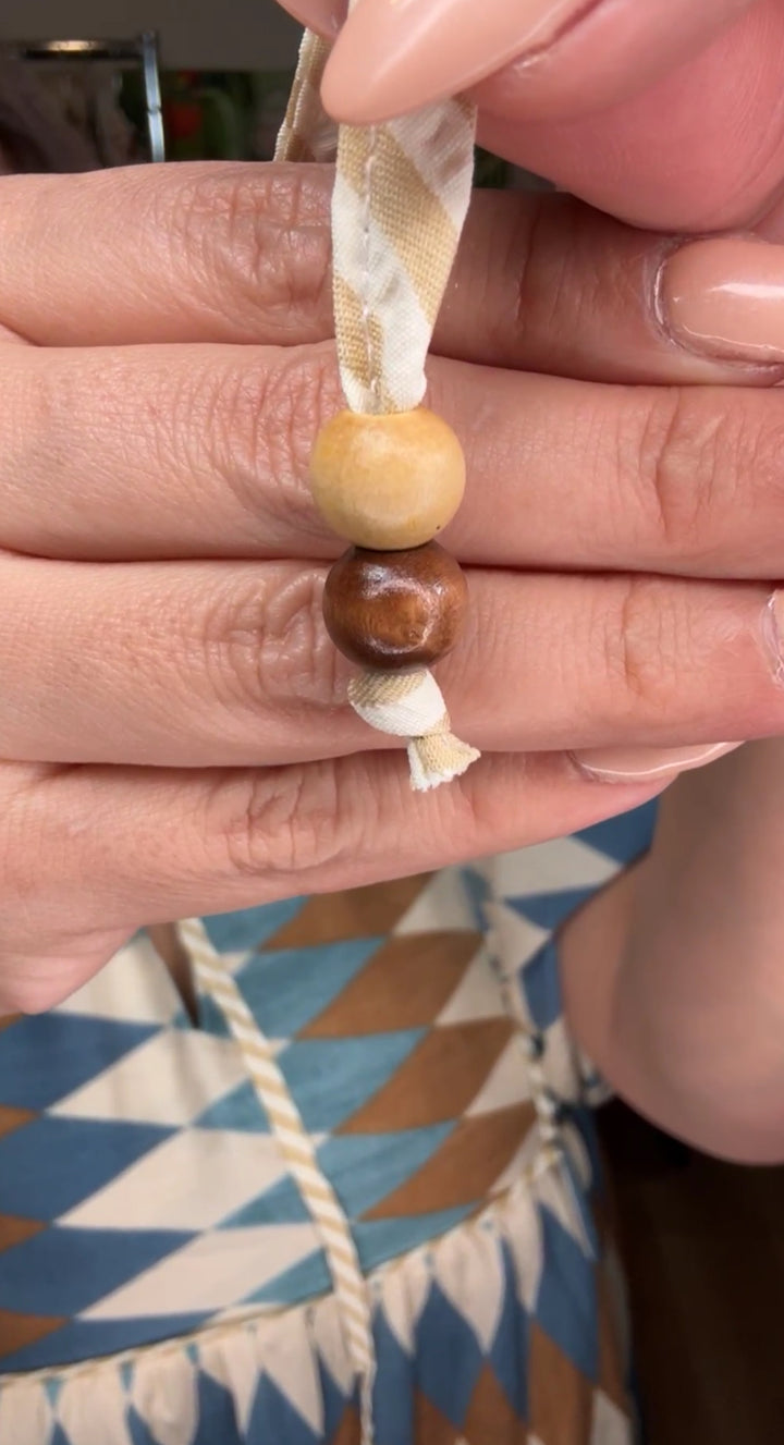 Vestido azul mocha y beige estampado diamante midi (#148)