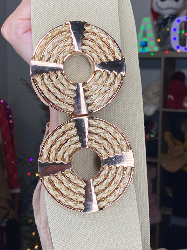Cinto Crema Dos Circulos y Trenza en Ebilla One Size (#123)