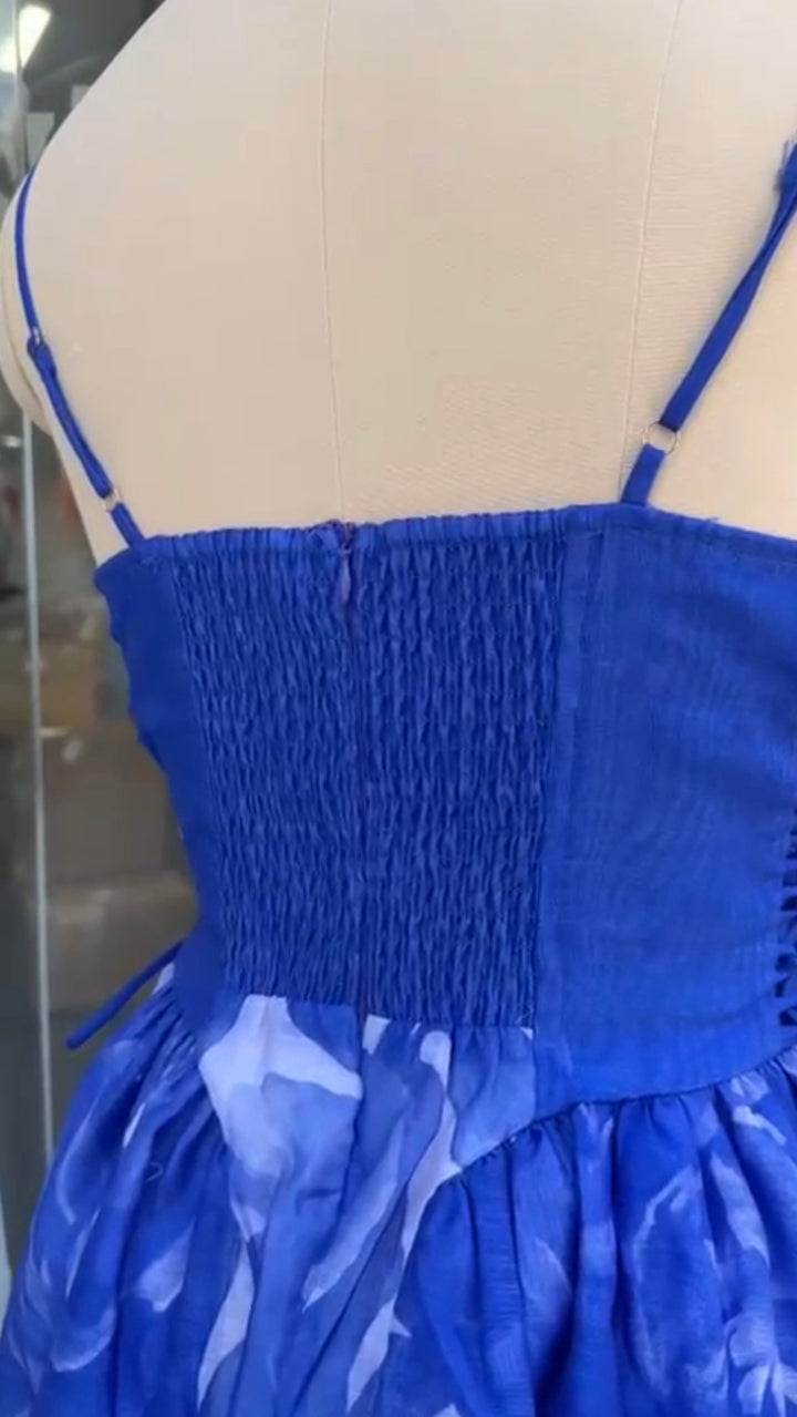 Vestido Azul Royal Corset Midi (