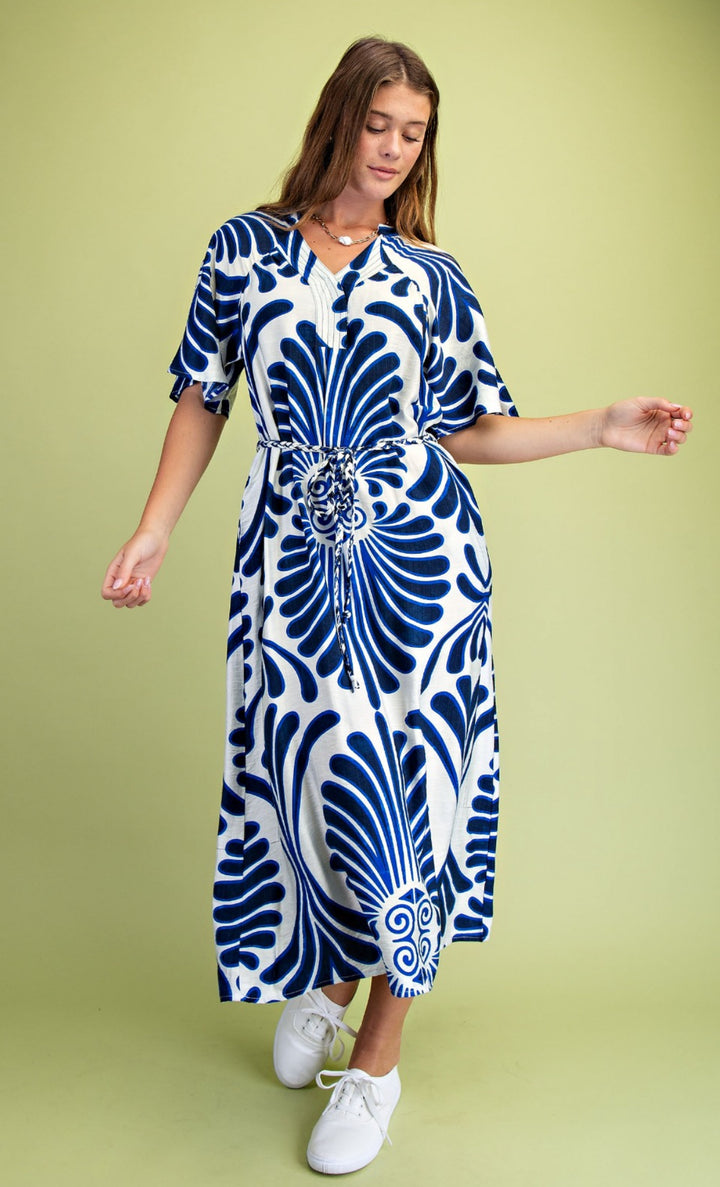 vestido blanco y azules kaftan (#143)