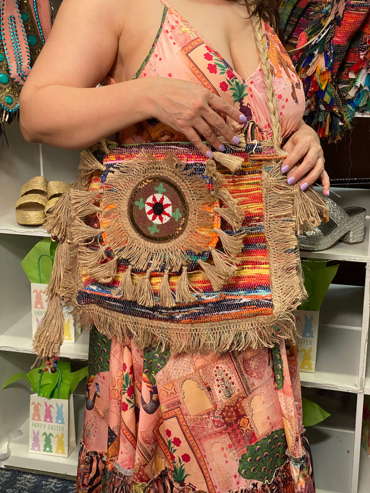 Bolsa Mocha Rafia Shaquira y Canutillo Ultra Bohemia (#117)