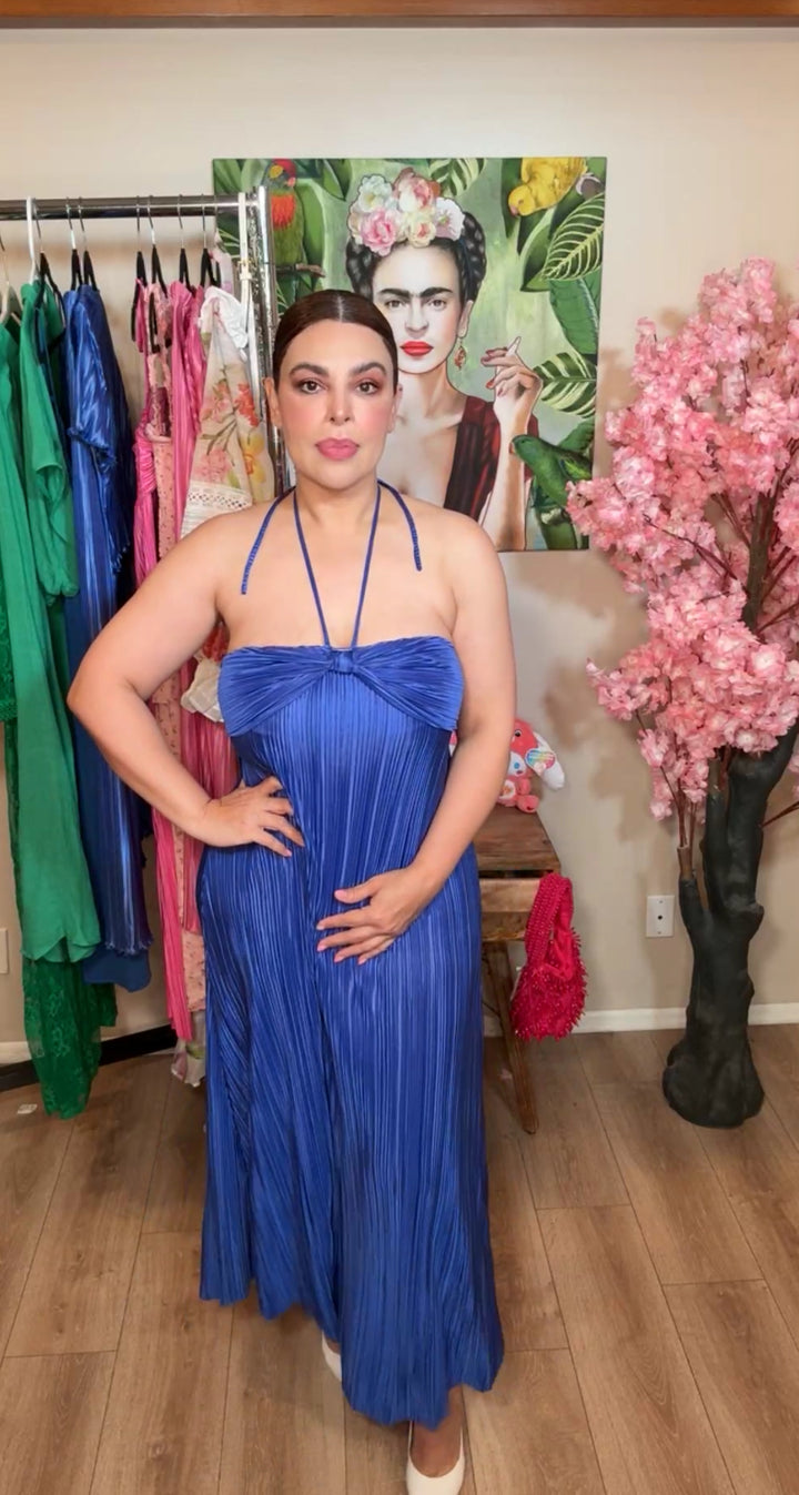 Vestido Azul Plizado Midi 90’s (#151)