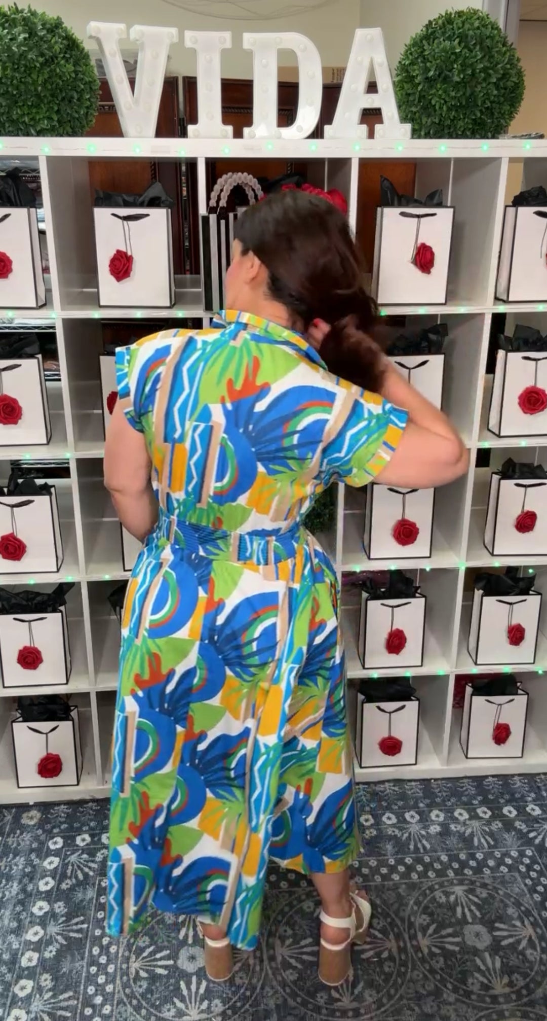 Vestido Verde y Azul Dessert Midi (#132)