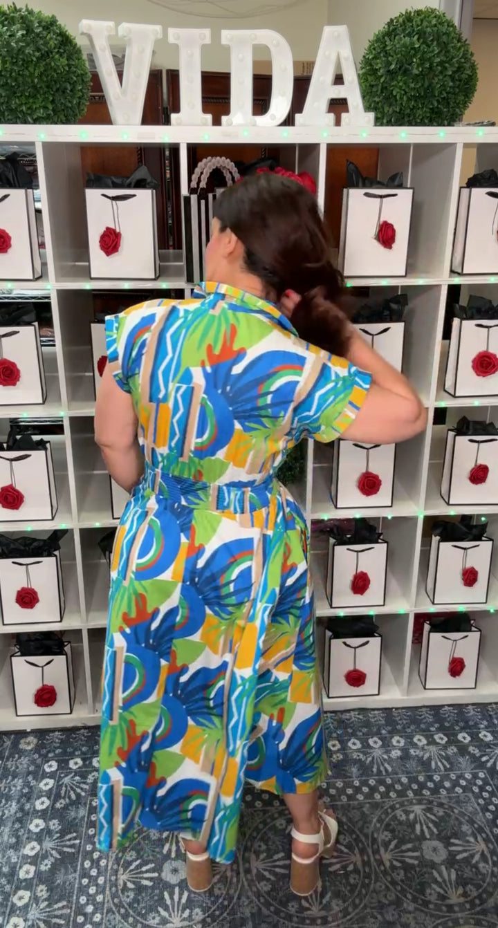 Vestido Verde y Azul Dessert Midi (#132)