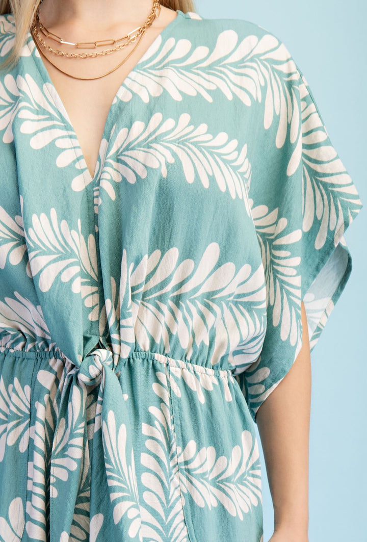 enterizo menta y blanco tropical pierna campana (#132)