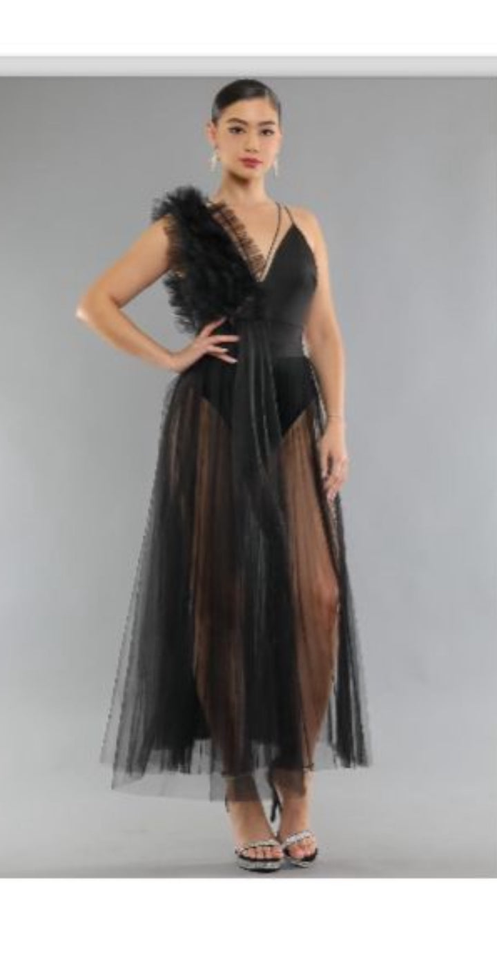 Set Negro Playa Tulle Traje de Baño (#121)