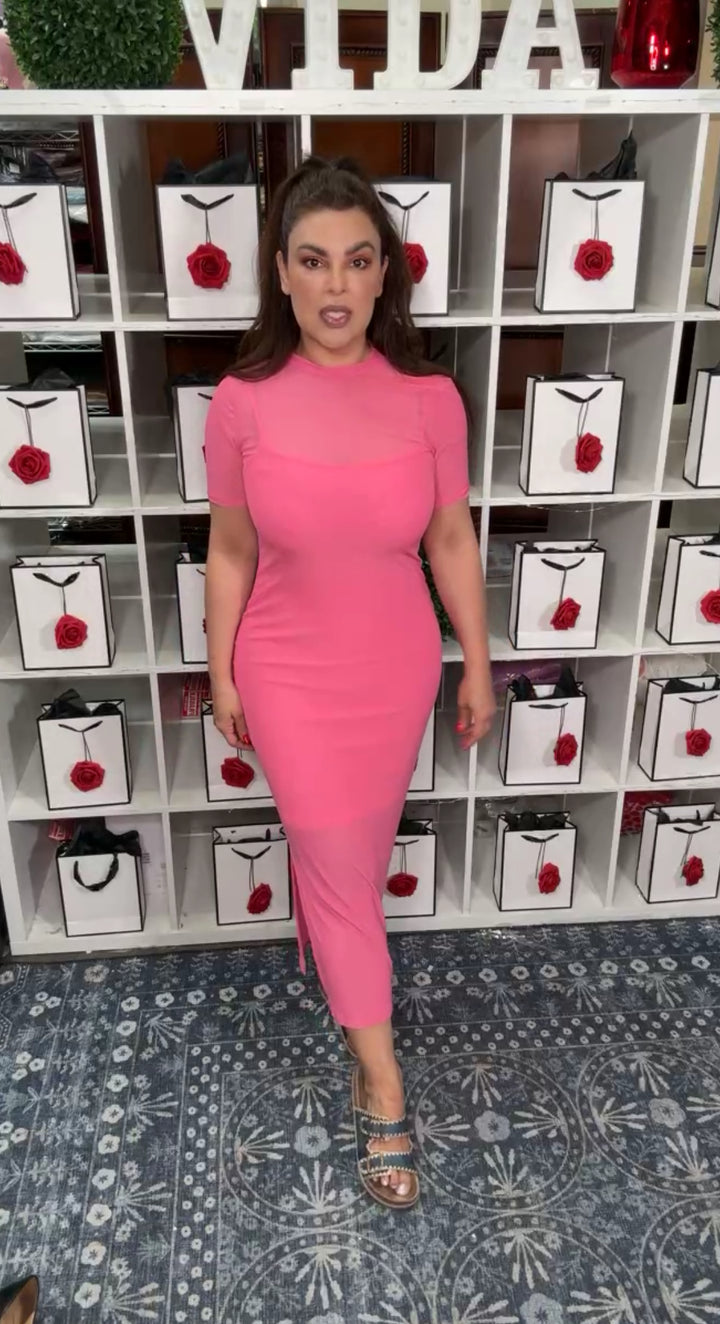 Vestido Rosa Malla Midi (#172)