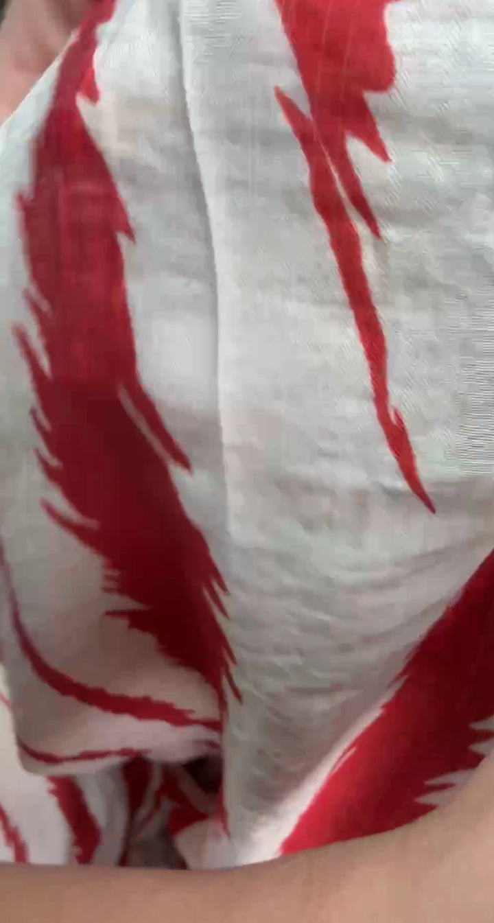 Vestido beige y rojo zebra SJP midi (#141)