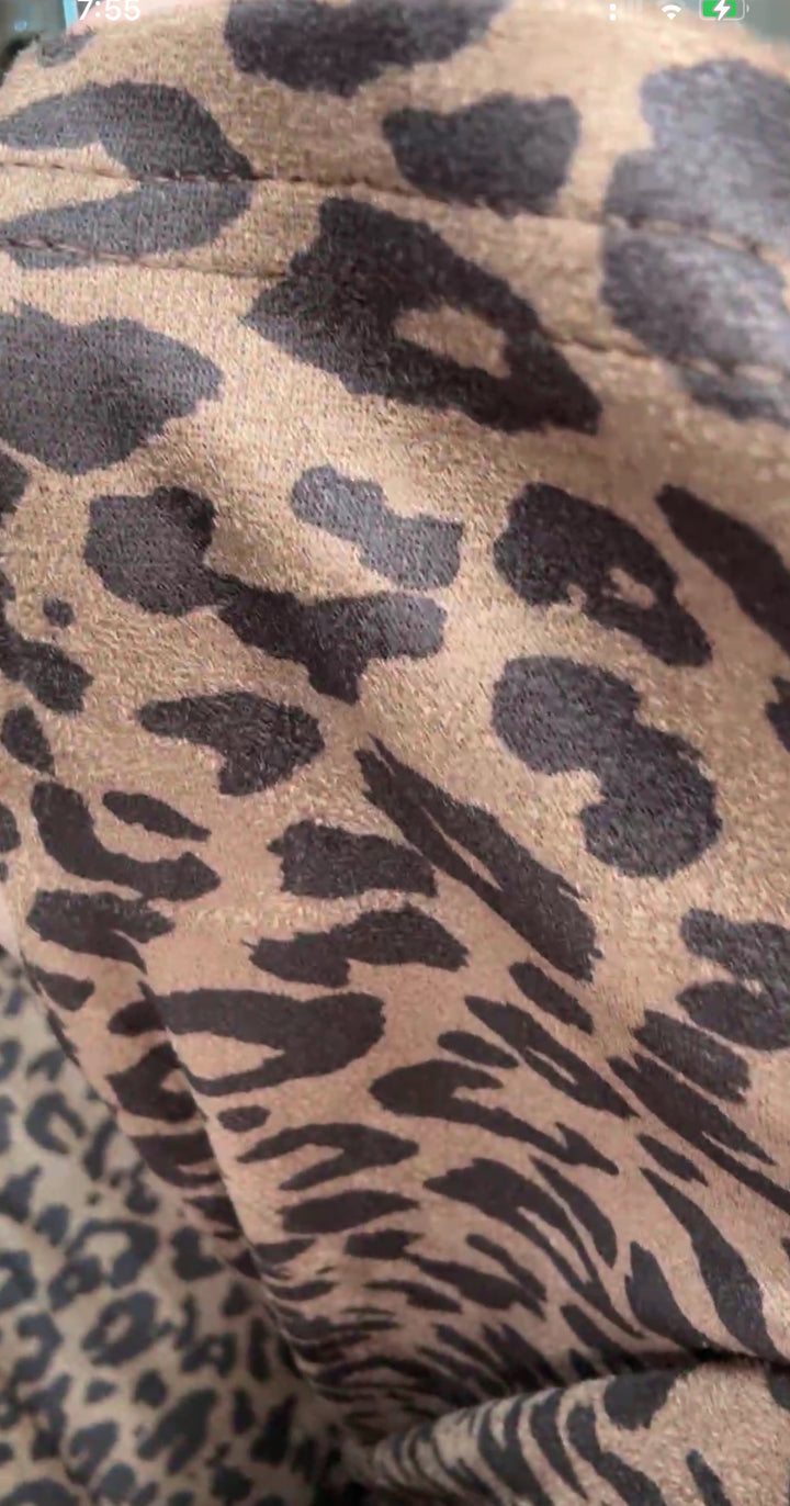 Vestido café leopardo gamuza midi ultra suave (#124)