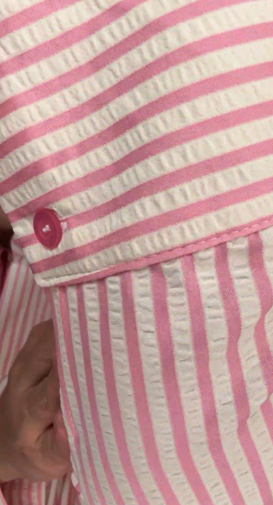 camisa blanca y rosa rallada lounge (#111)