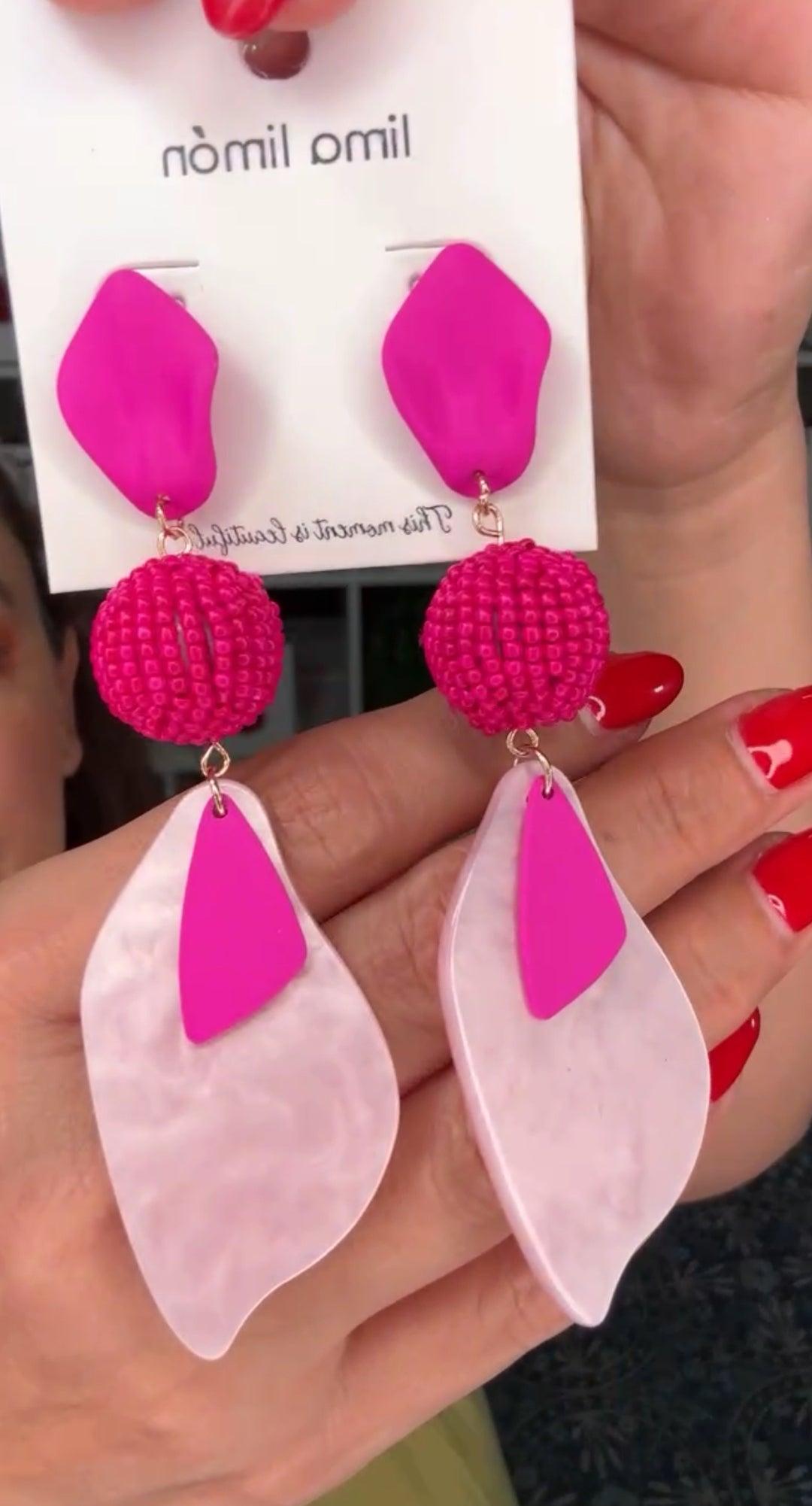 Arete Rosa Hojas y Ball (#109)