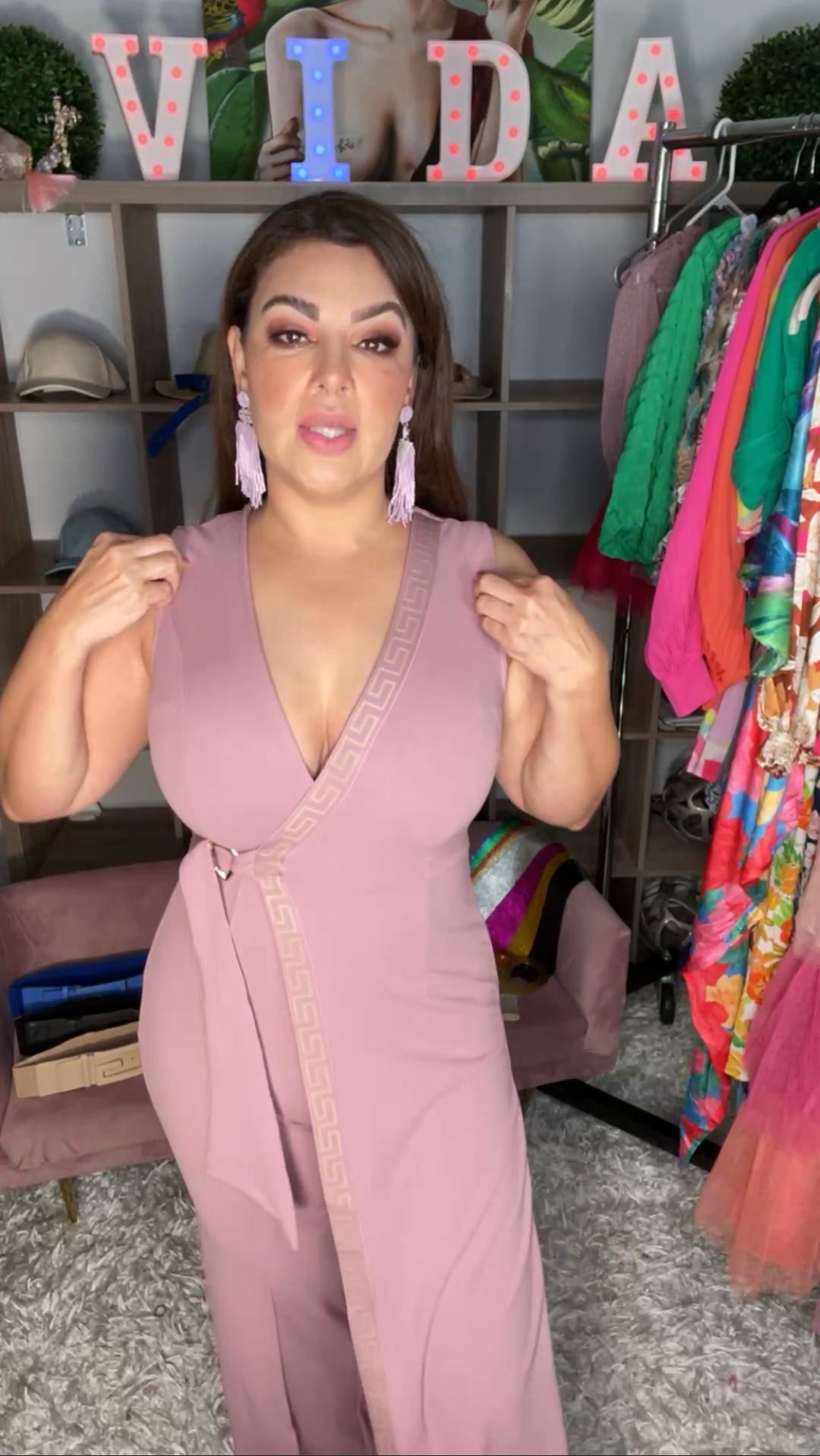 Enterizo Mauve Cuello V Greca Stretch (#115)