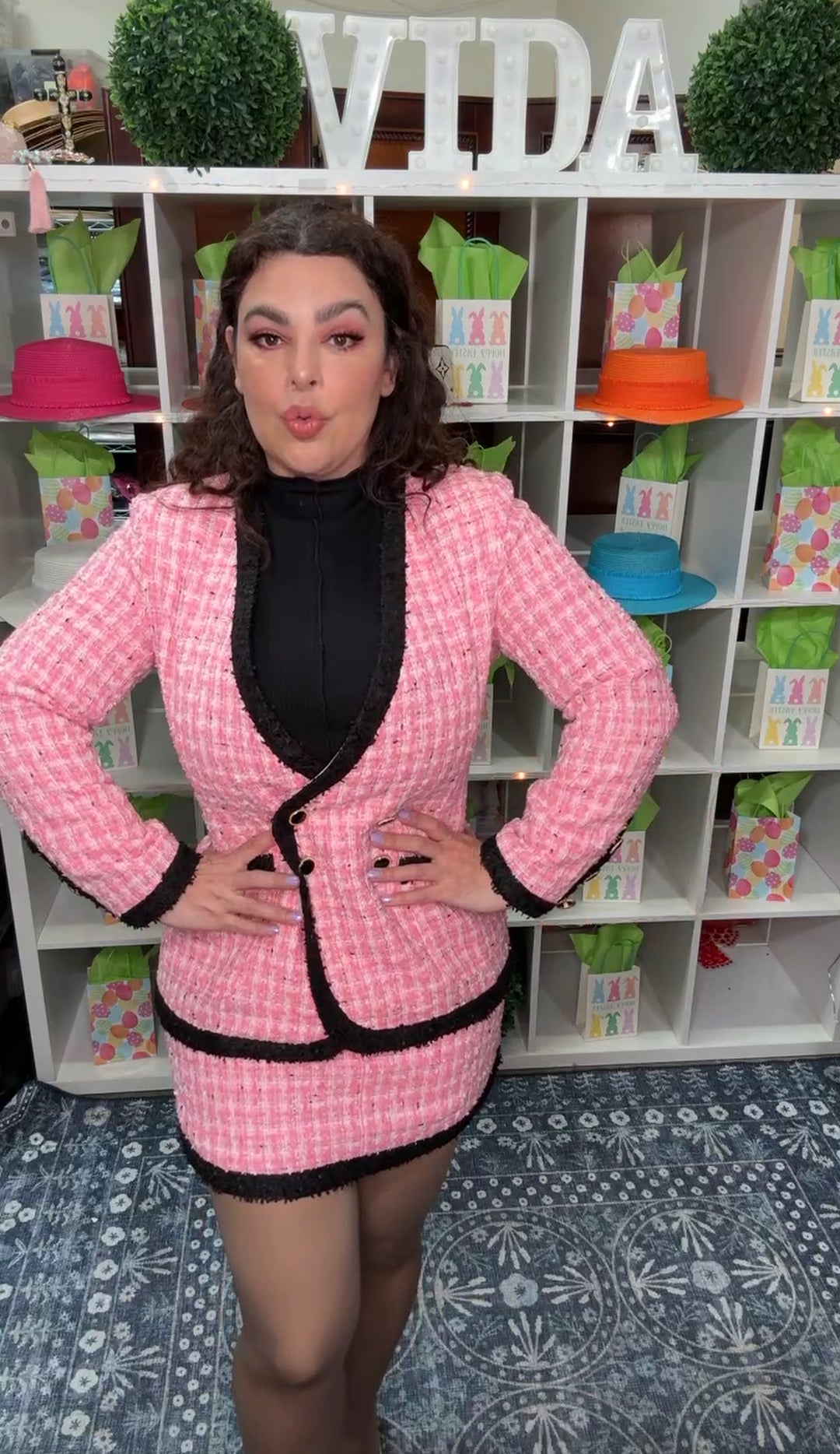 Set Rosa y Negro Latiste Tweed Corte CC (#121)