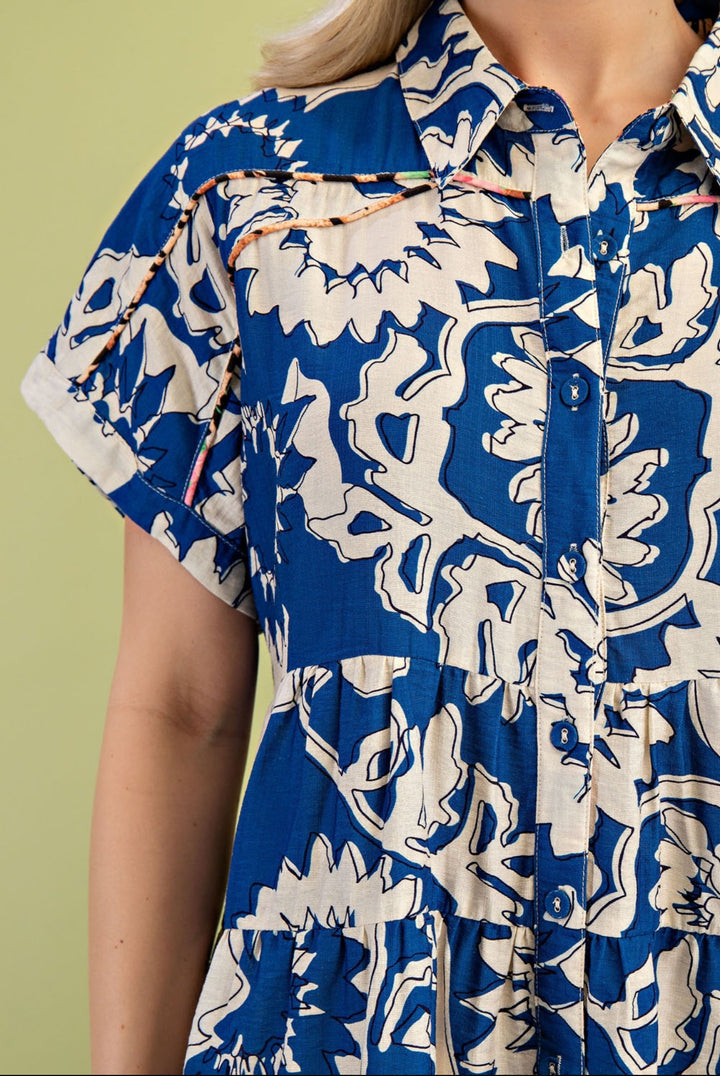 vestido azul royal franja leopardo (#138)