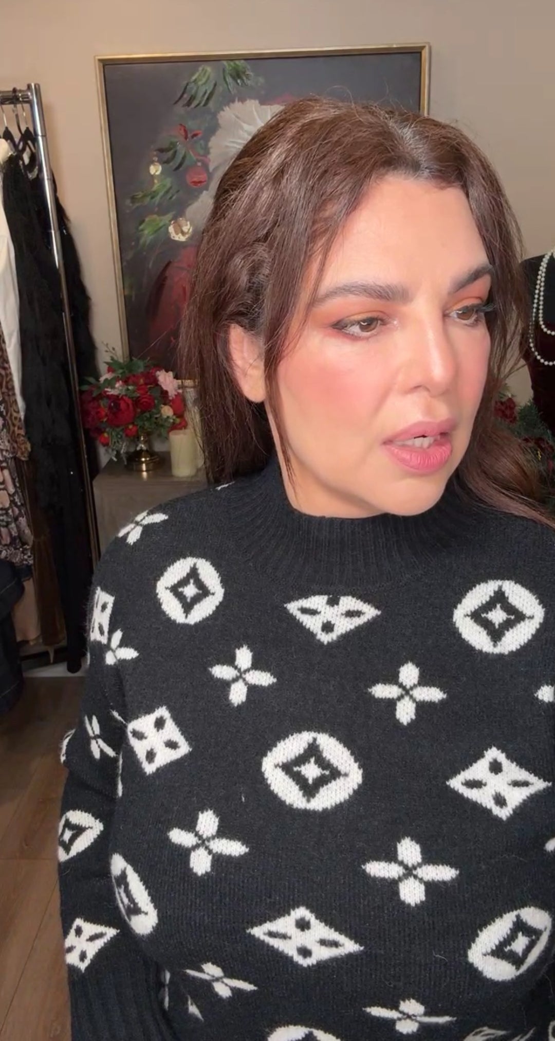 Sweater negro con blanco 100% cashmere (#142)