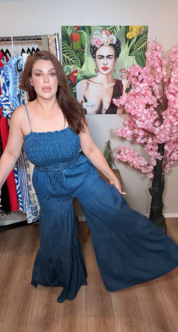 Enterizo Azul Mezclilla Bohemio Top Stretch Palazzo (#130)