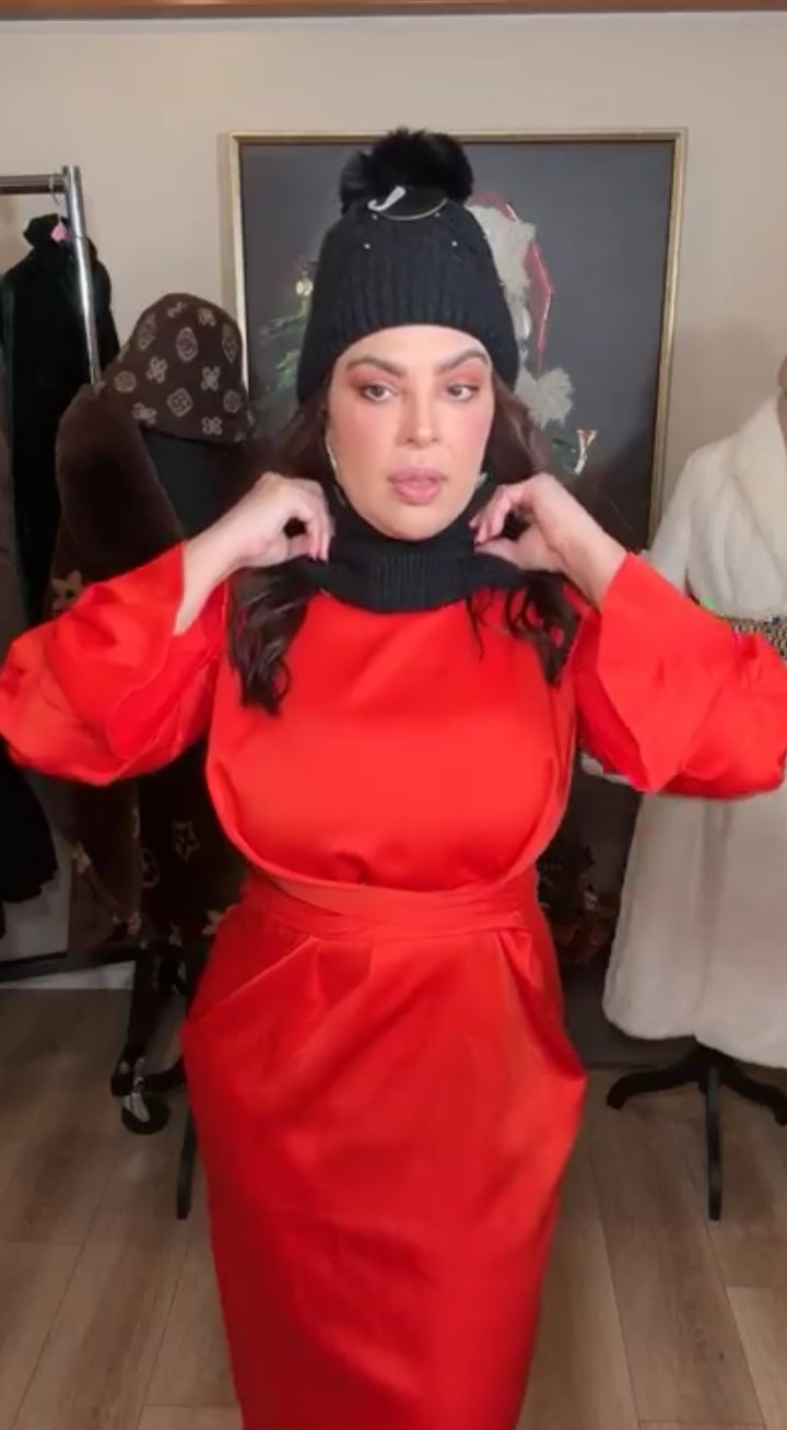 Gorro negro bufanda infinity set afelpado (