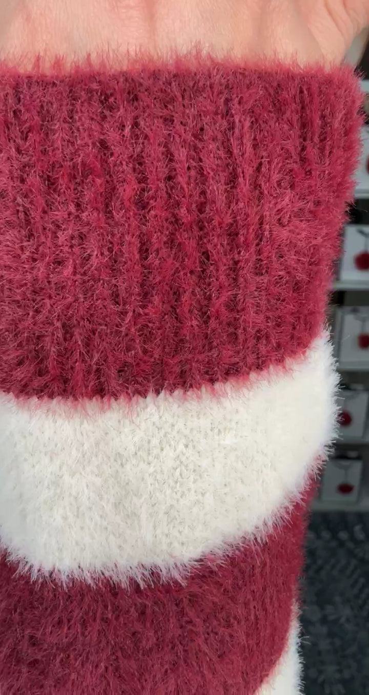 Sweater Guinda y Blanco Rallas Candy Cane (#121)