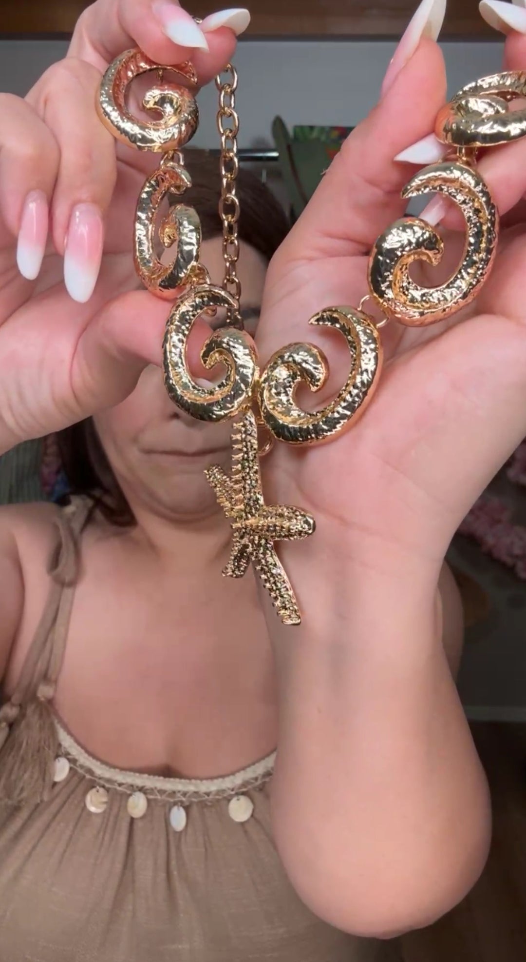 Collar Dorado Estrella De Mar Swirl Set (#116)