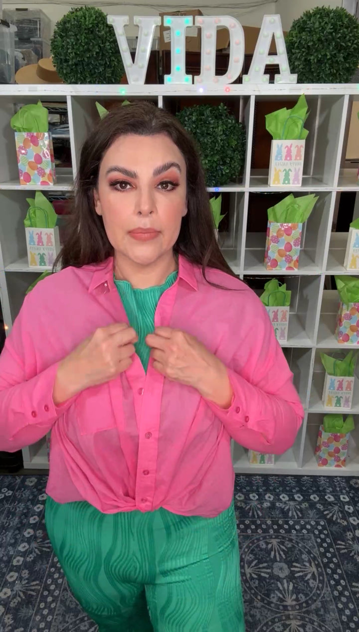 Camisa Rosa Nudo al Frente (#109)