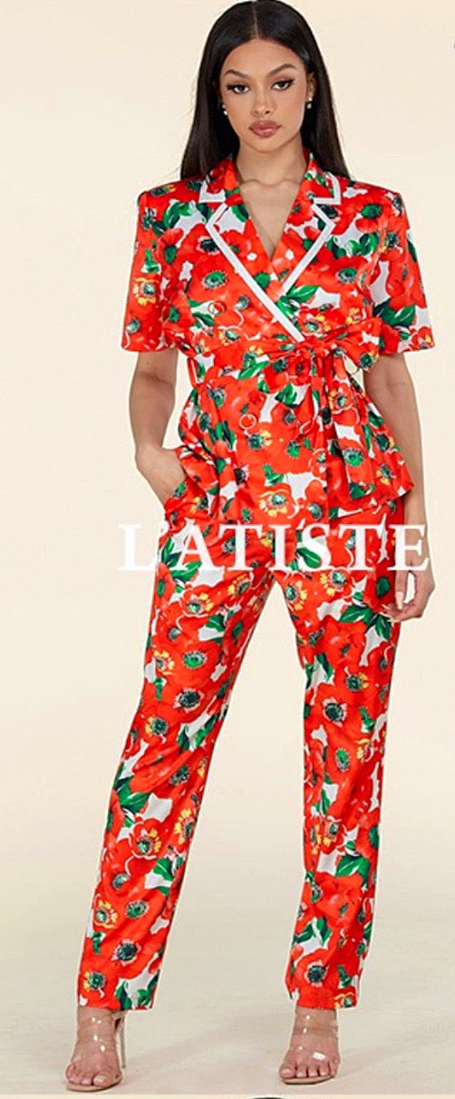 Set Latiste Satin Red Floral