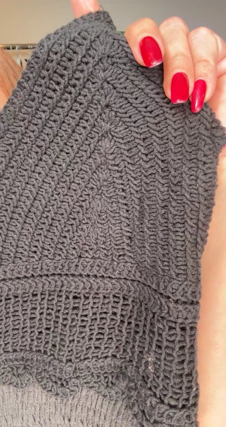 Enterizo Negro Crochet Y Gaza Palazzo Halter  (#155)
