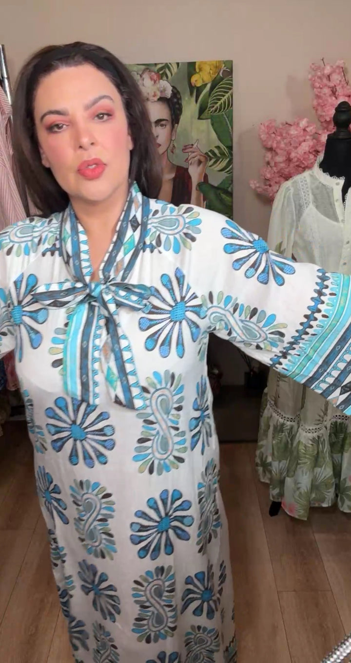 vestido azul sky mix kaftan (#138)